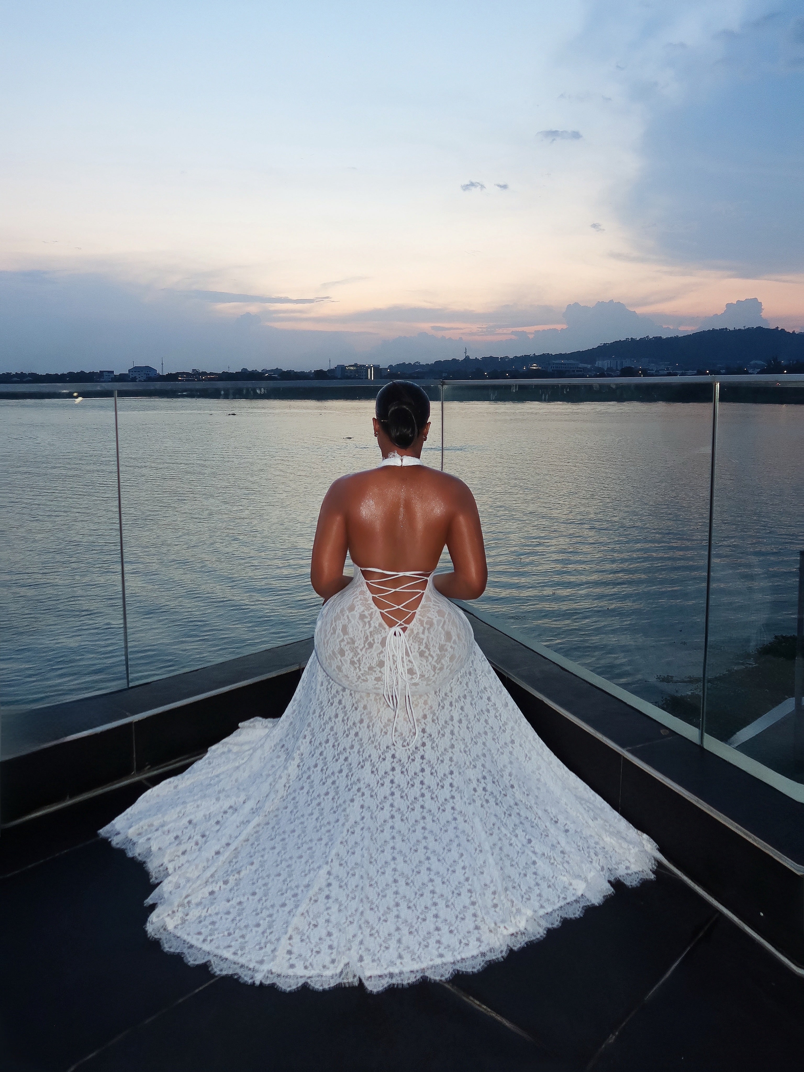 Starlet Lace Halter Mermaid Maxi Dress White