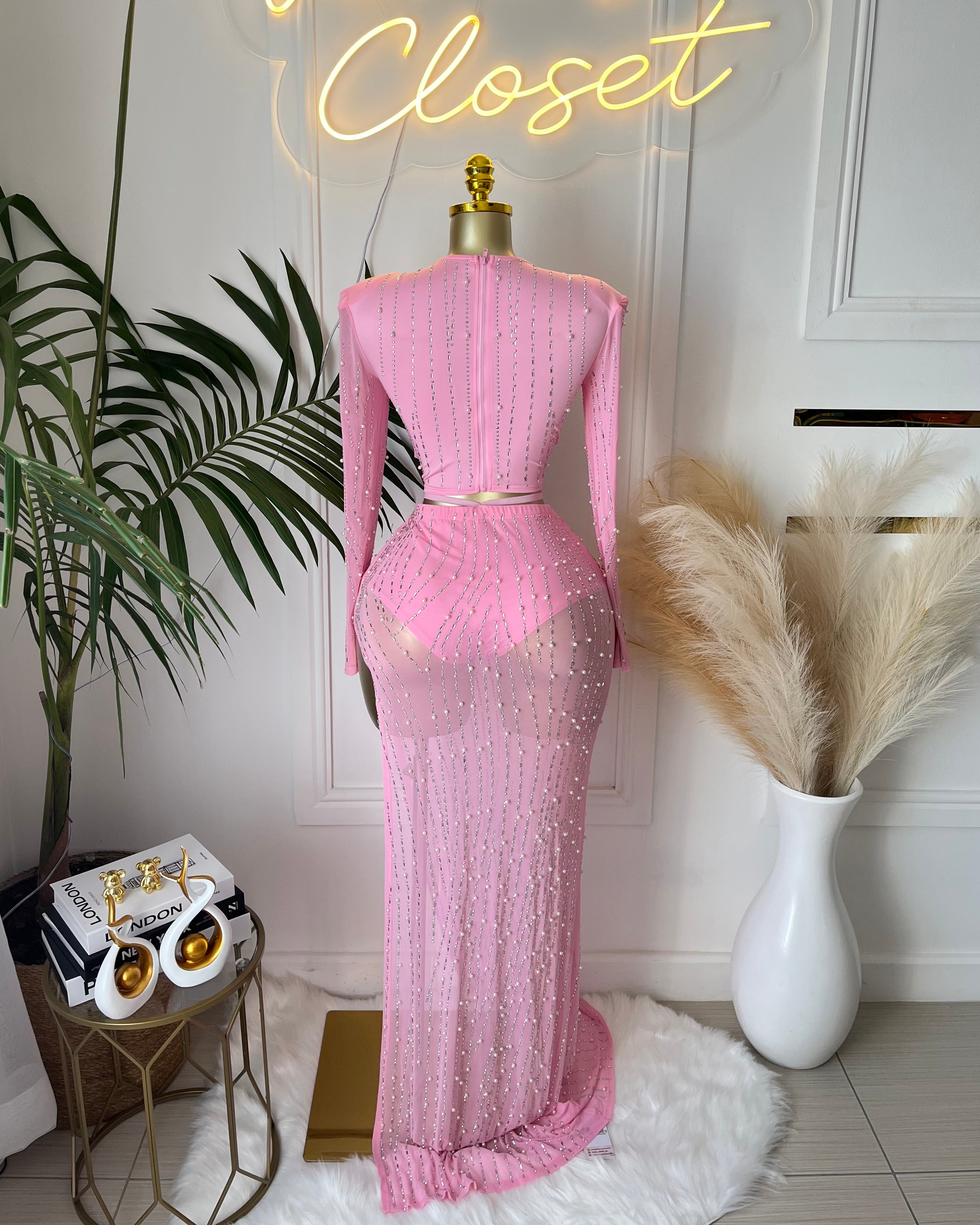 Lasique Rhinestone Skirt Set