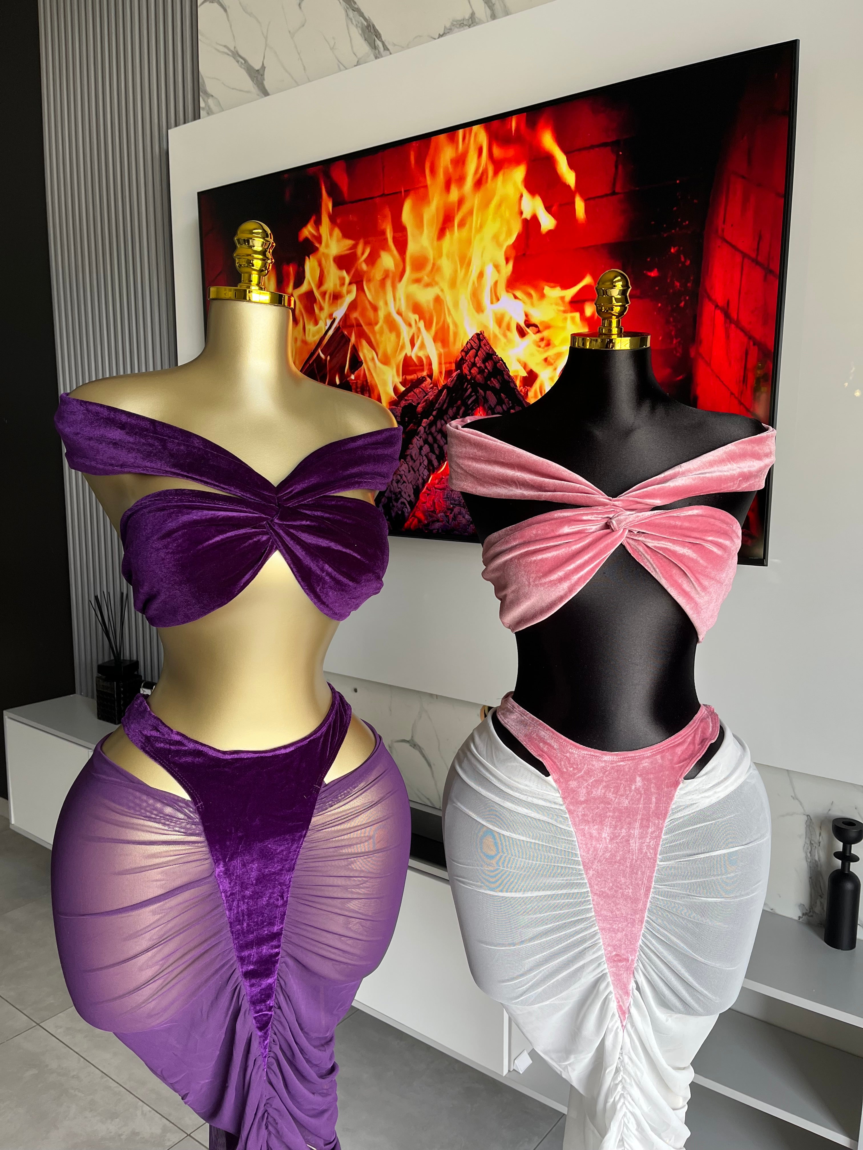 Kiaro Sheer Ruched Skirt Set