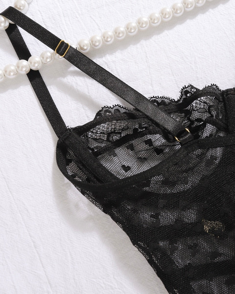 Sabrina Black Lace Sheer Maxi Dress