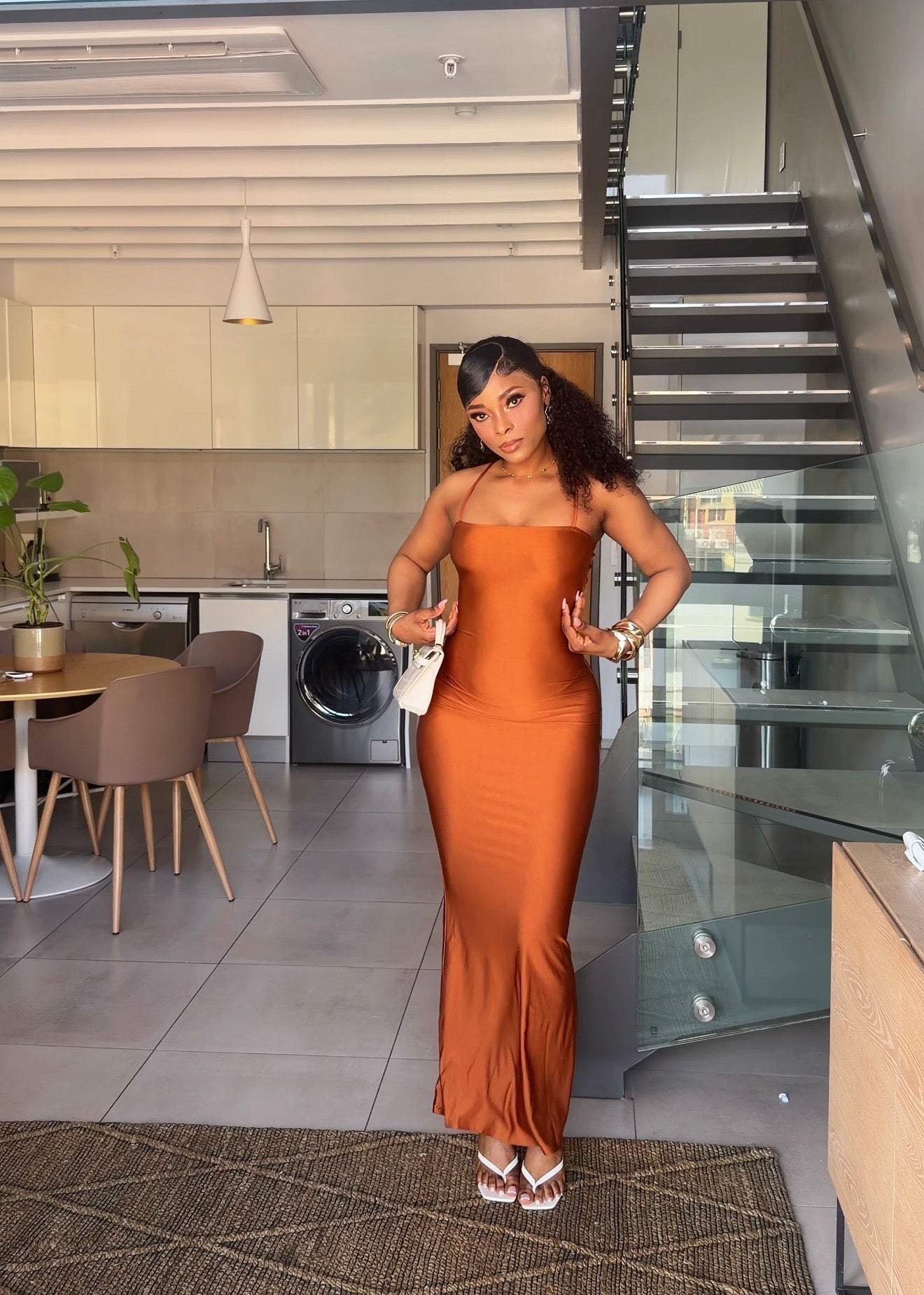 Nadia Open-Back Maxi Dress Orange
