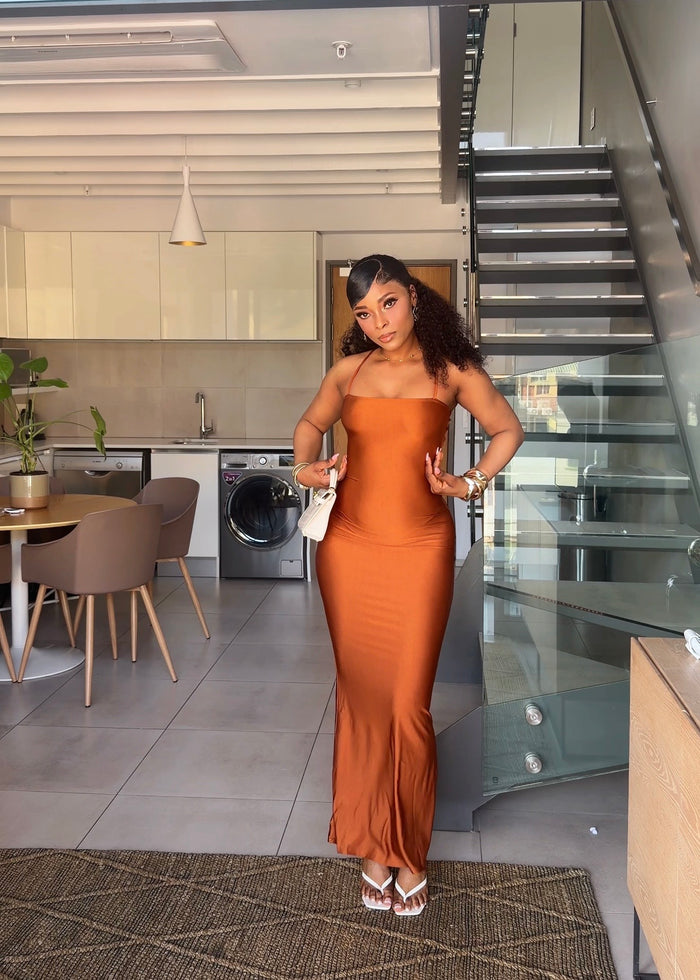 Nadia Open-Back Maxi Dress Orange