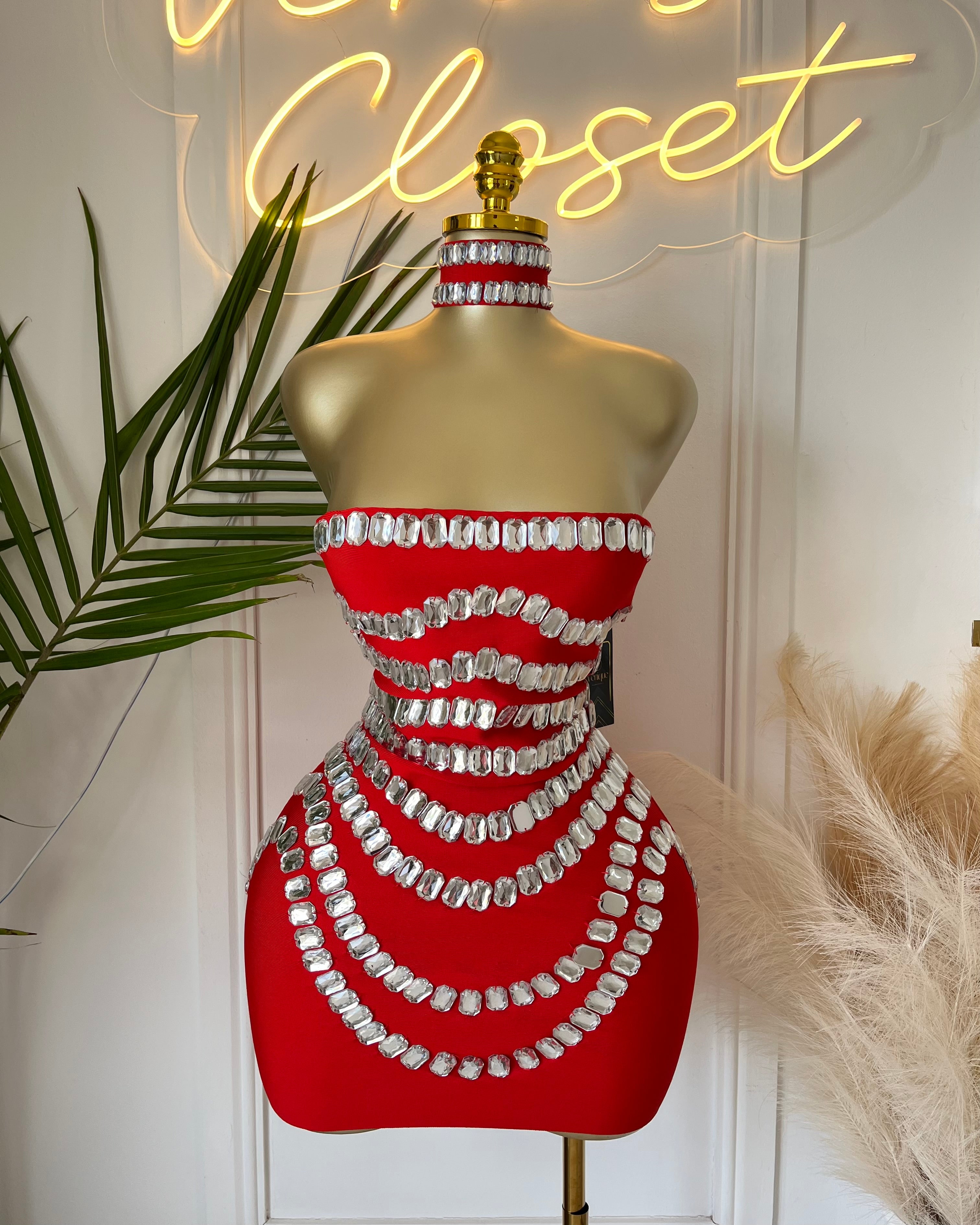 Zarielle Crystal Bodycon Mini Dress