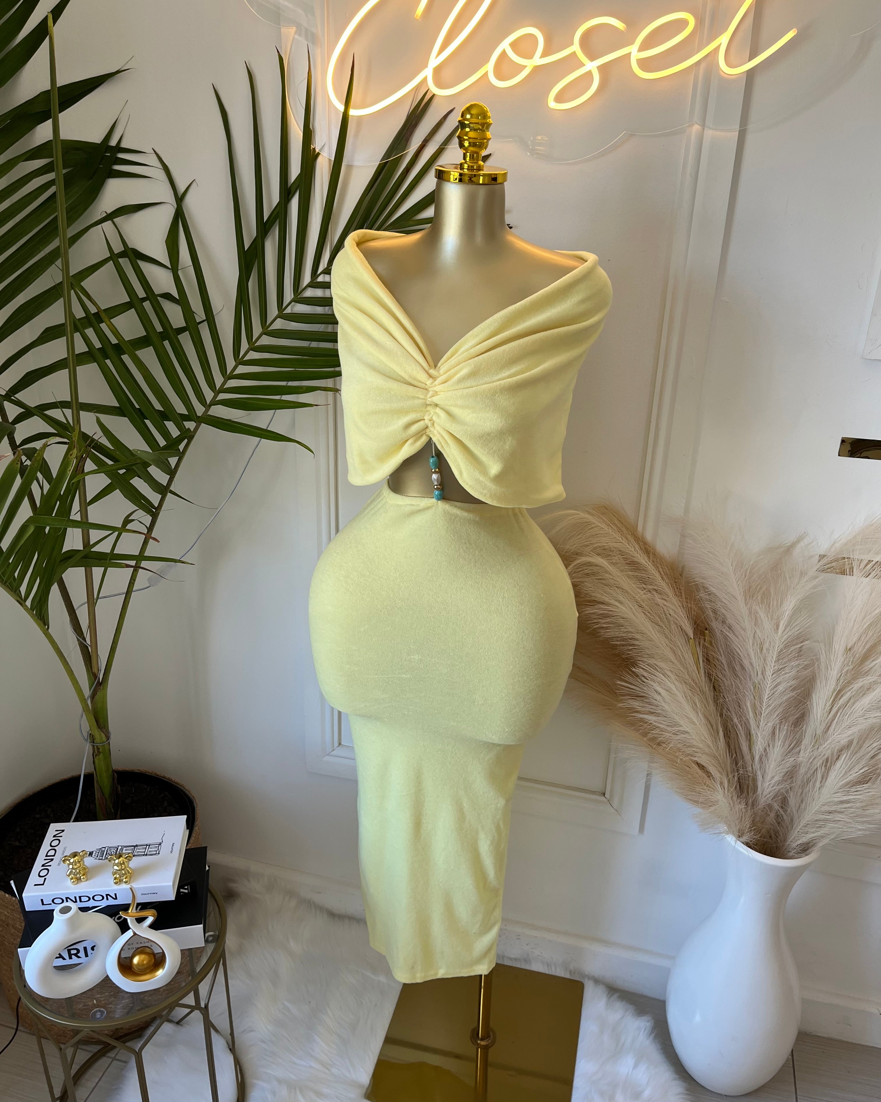 Espresso Lemon Cut-Out Maxi Dress