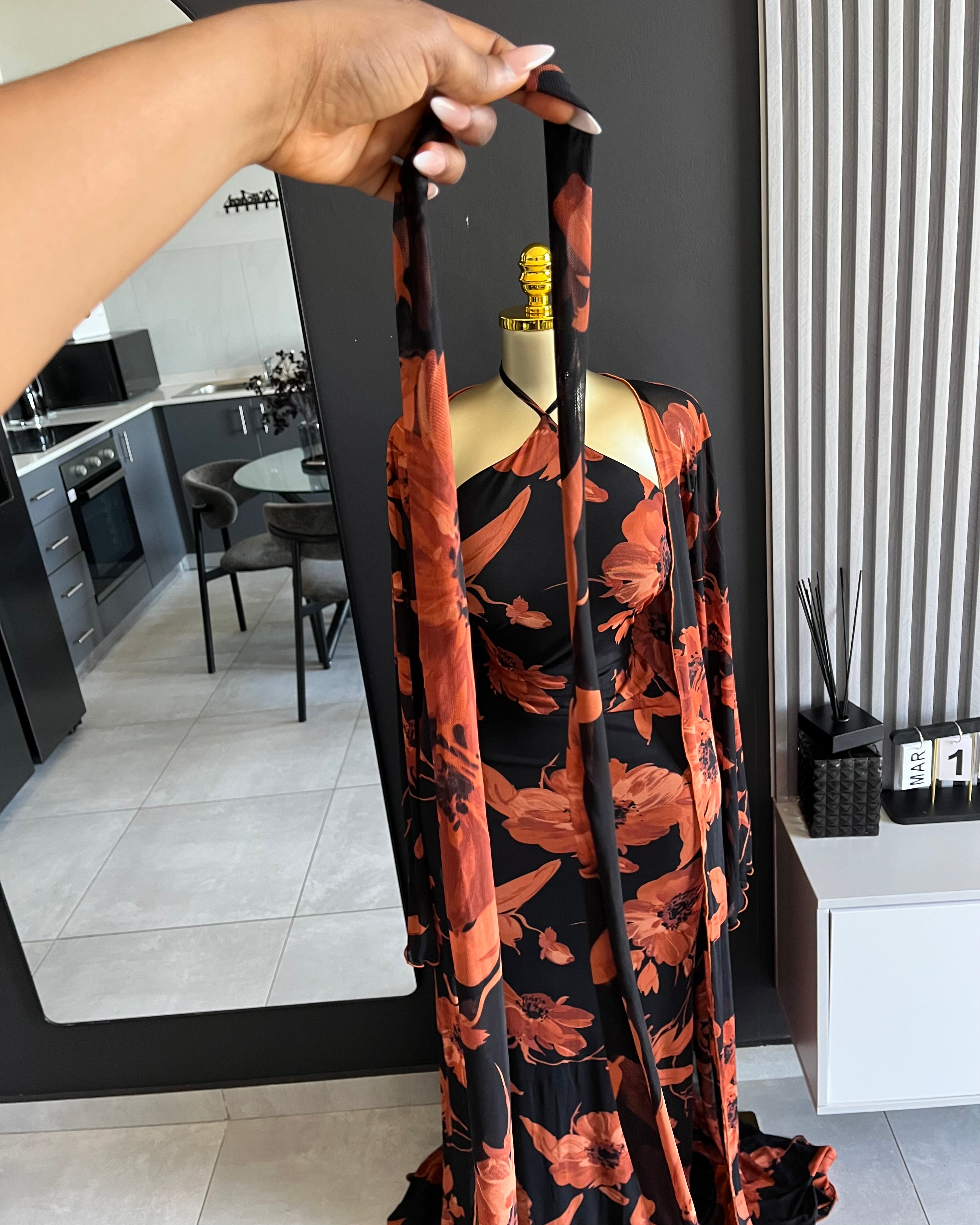 Aurelia Floral Mesh Maxi Dress