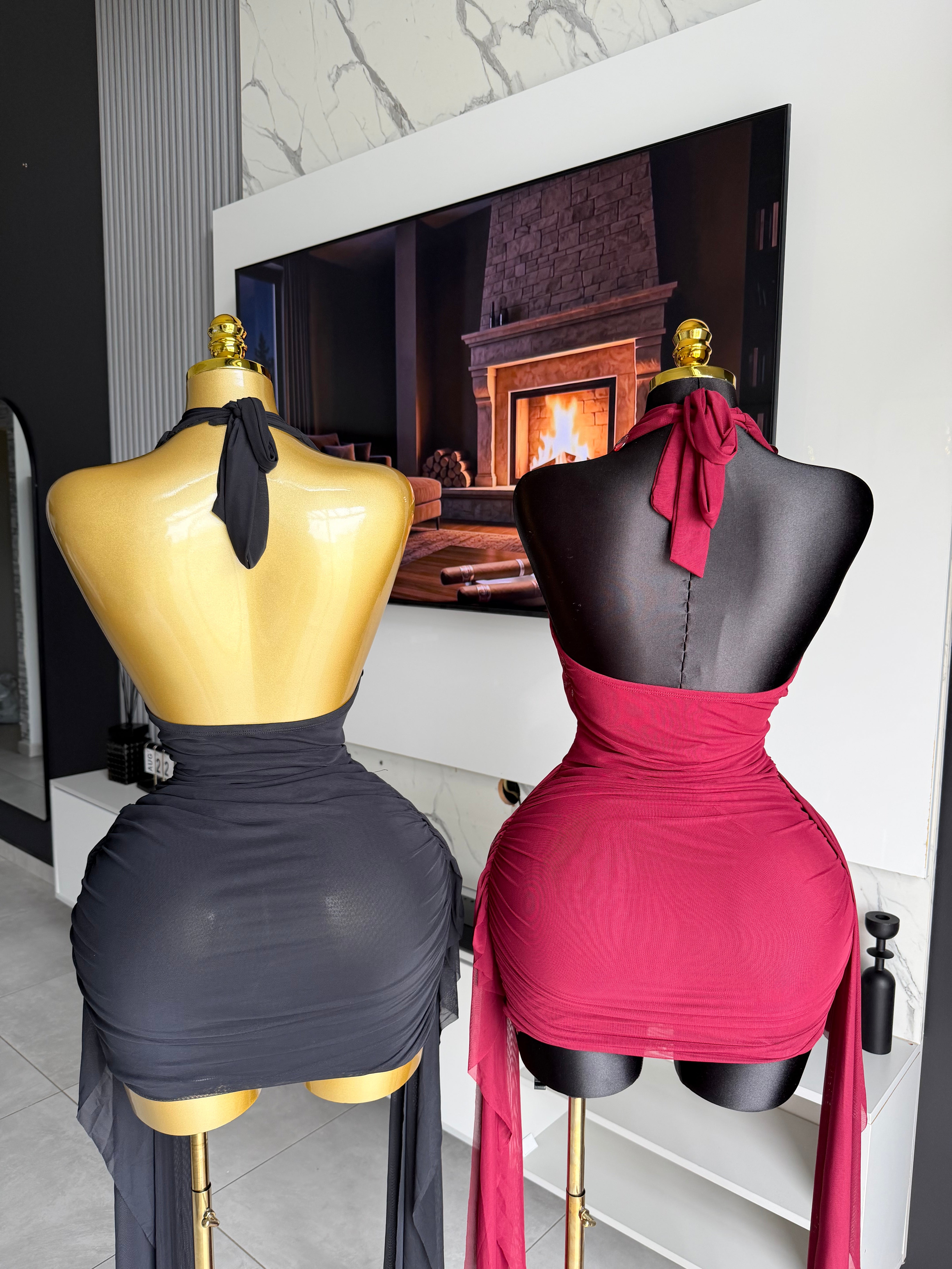Sienna Embellished Drape Mini Dress