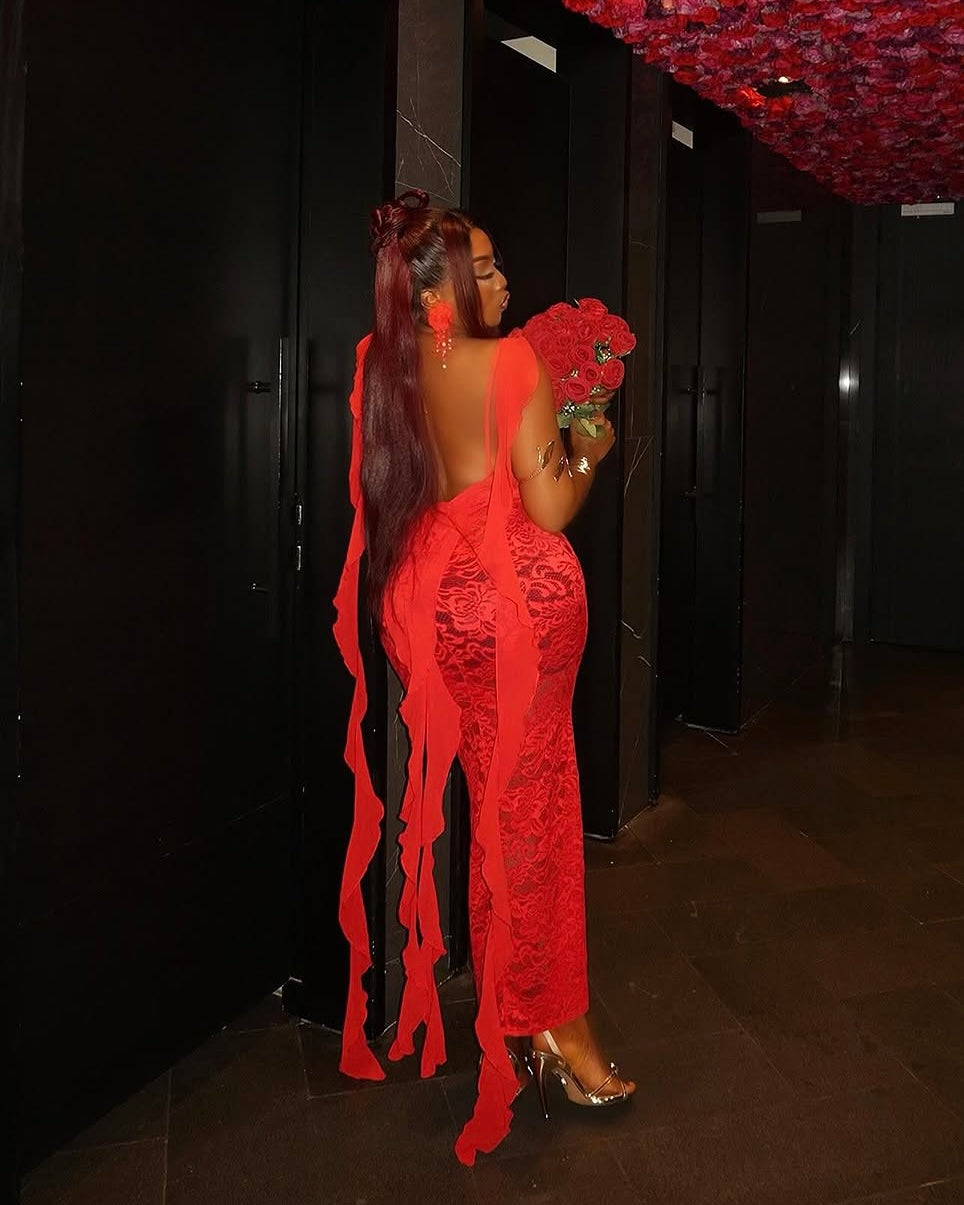 Inferno Lace Midi Dress