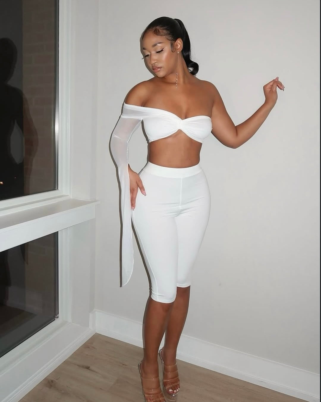 Ariel Mesh Sleeve Two-Piece Set