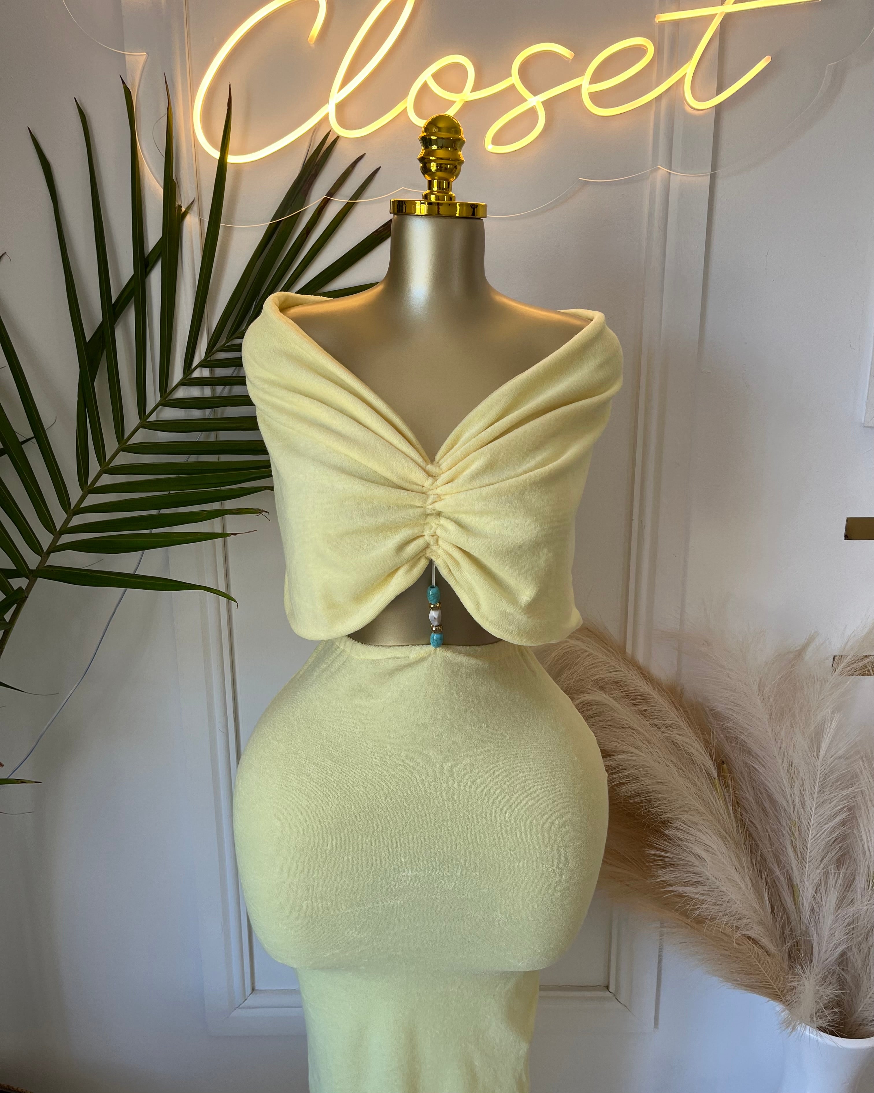 Espresso Lemon Cut-Out Maxi Dress