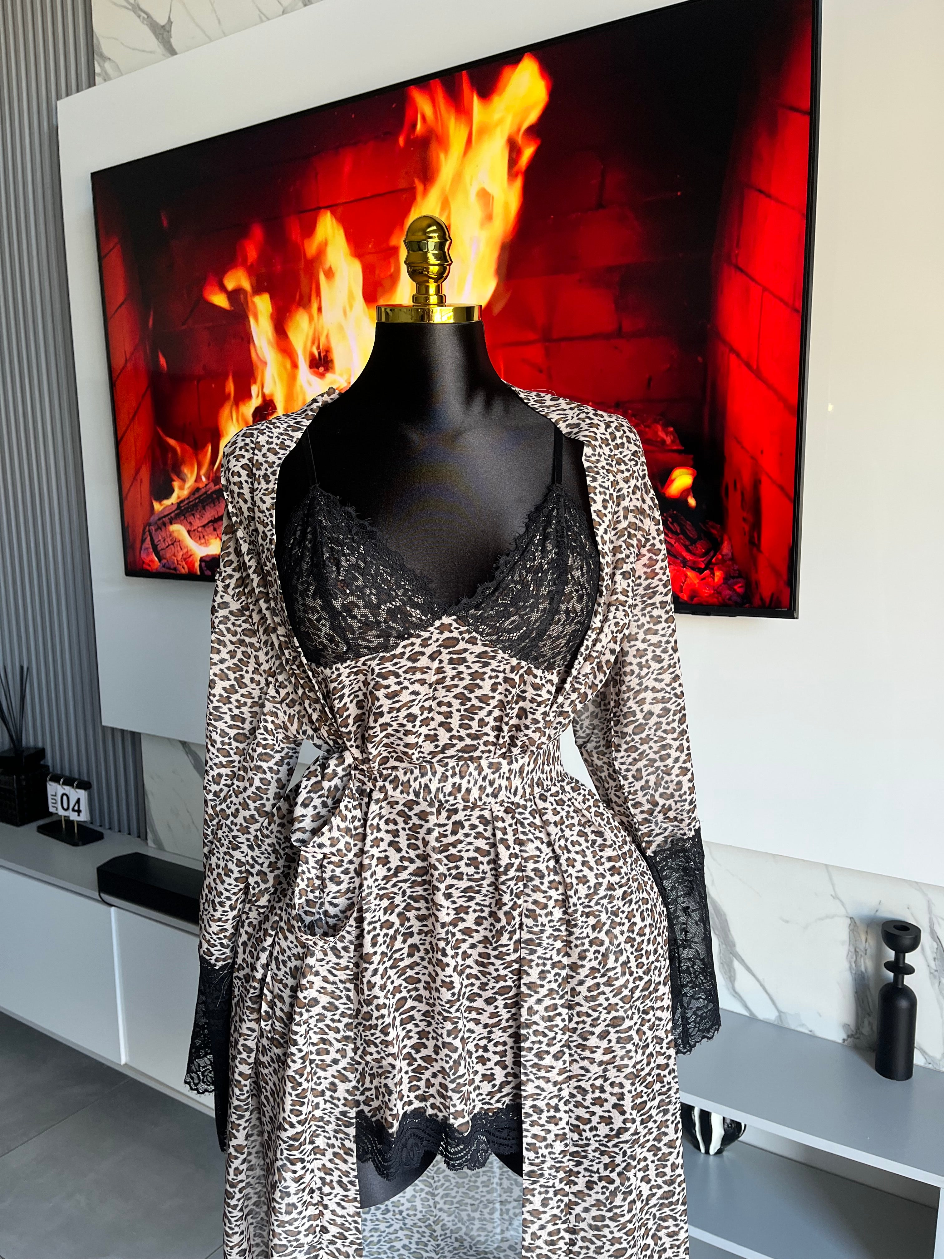 Sweet Dreams Leopard Lace Sleepwear Set