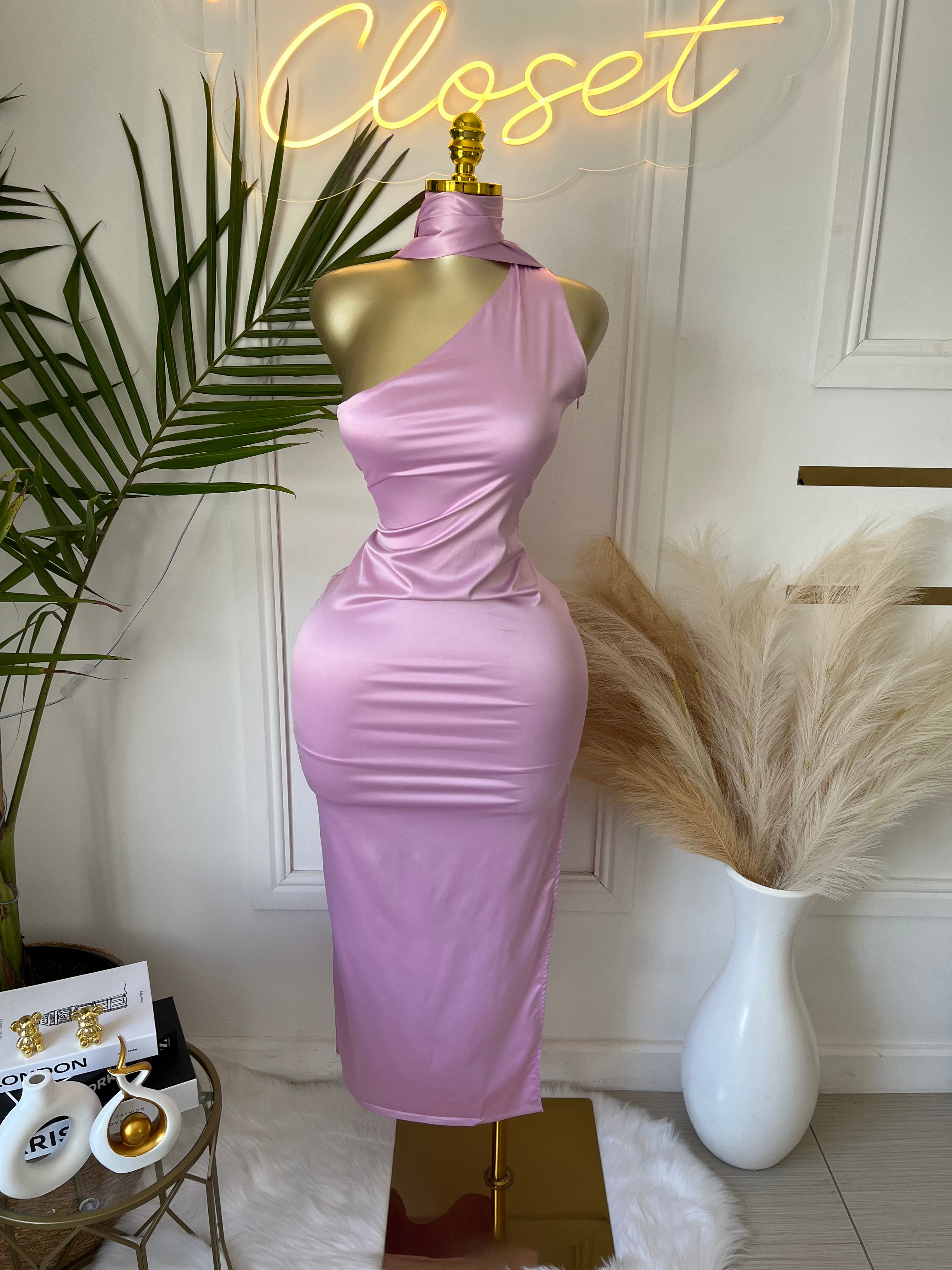 Micah Blush One-Shoulder Maxi Dress