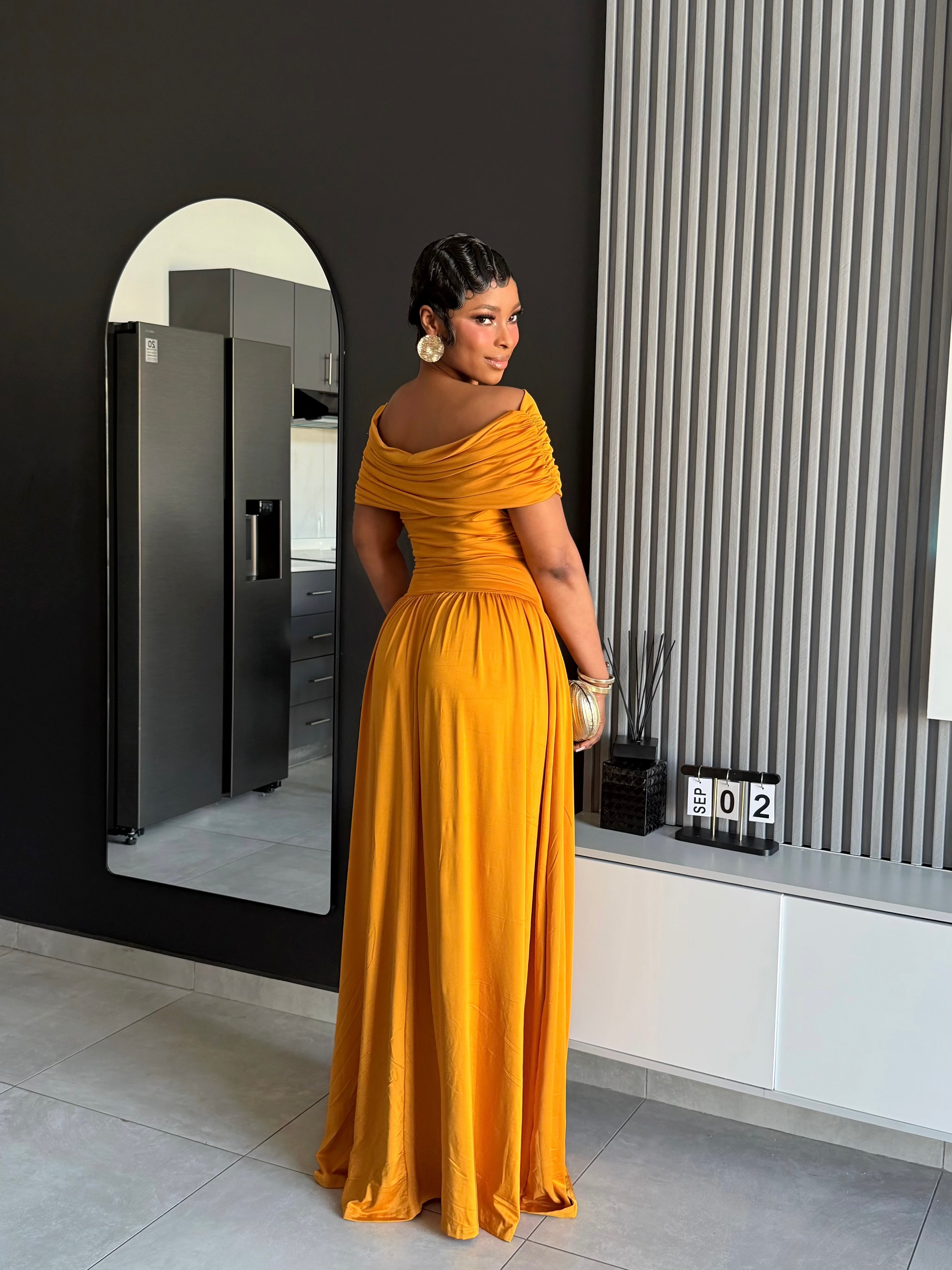 Marcelline Draped Off-Shoulder Maxi Dress