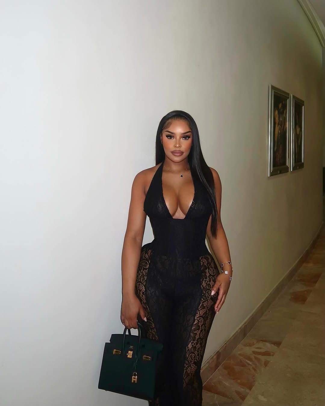 Soraya Lace Corset Jumpsuit Black