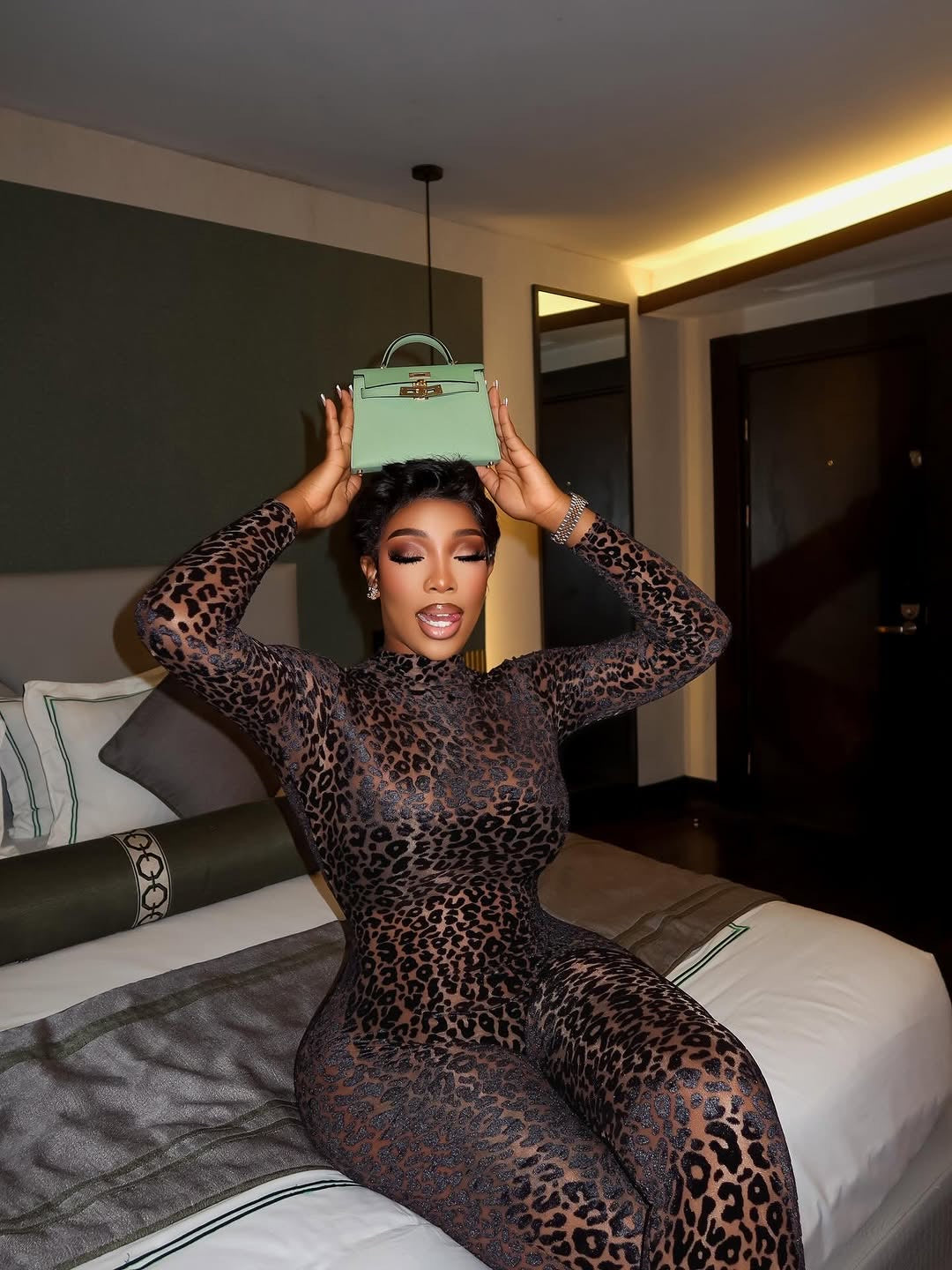 Mirage Leopard Print Mesh Jumpsuit