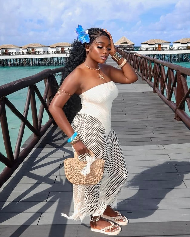 Alix Crochet Fringe Maxi Dress