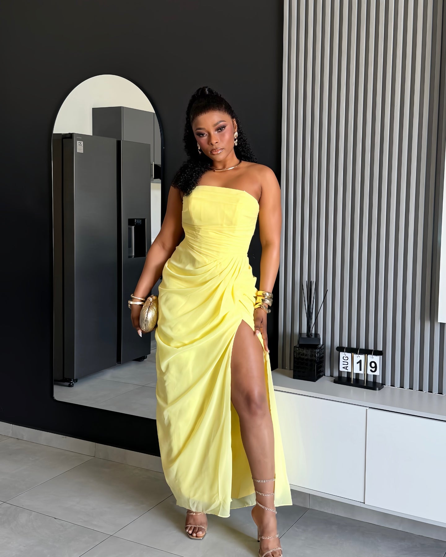Solene Strapless Ruched Maxi Dress
