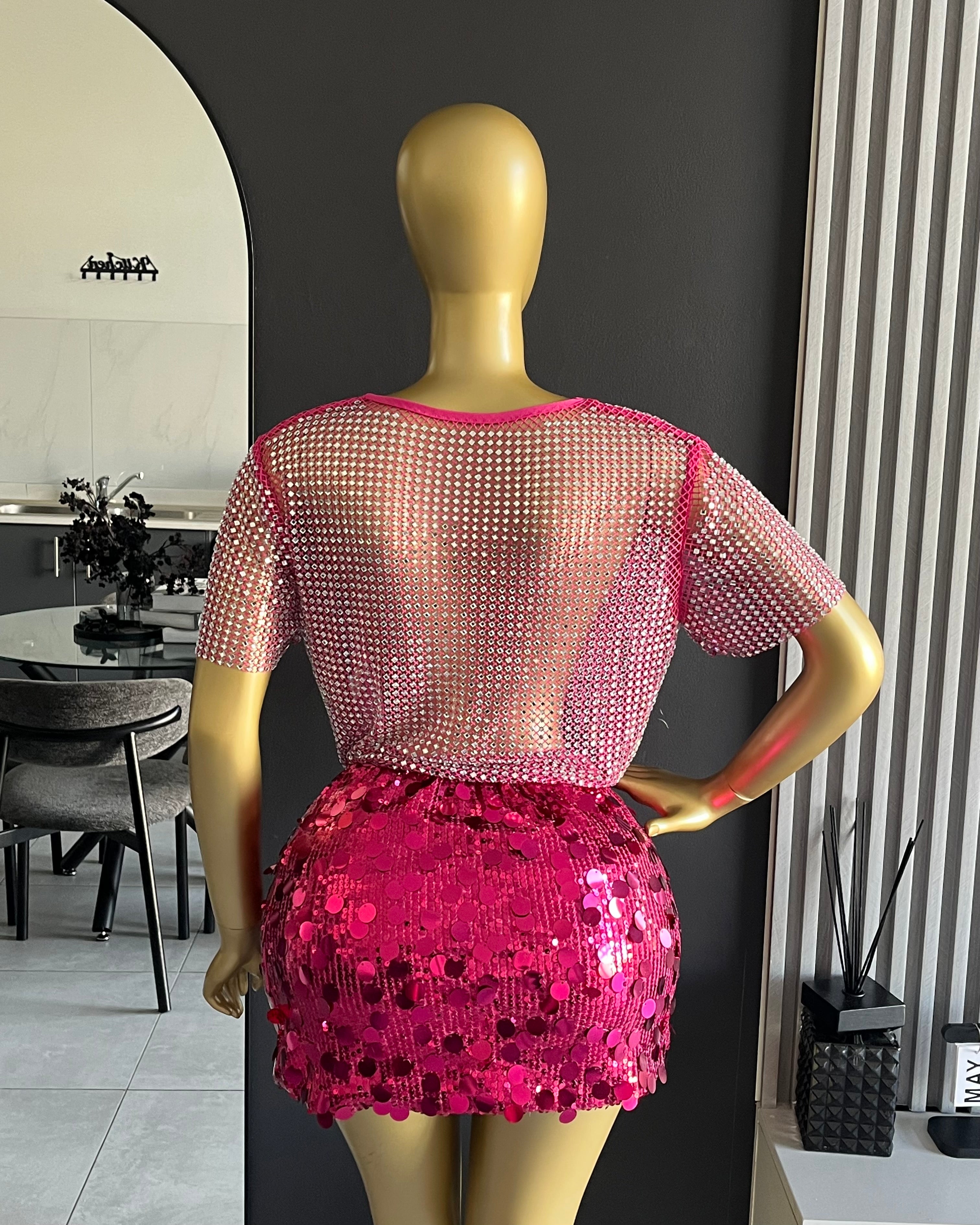Cassidy Rhinestones Mesh Top & Skirt