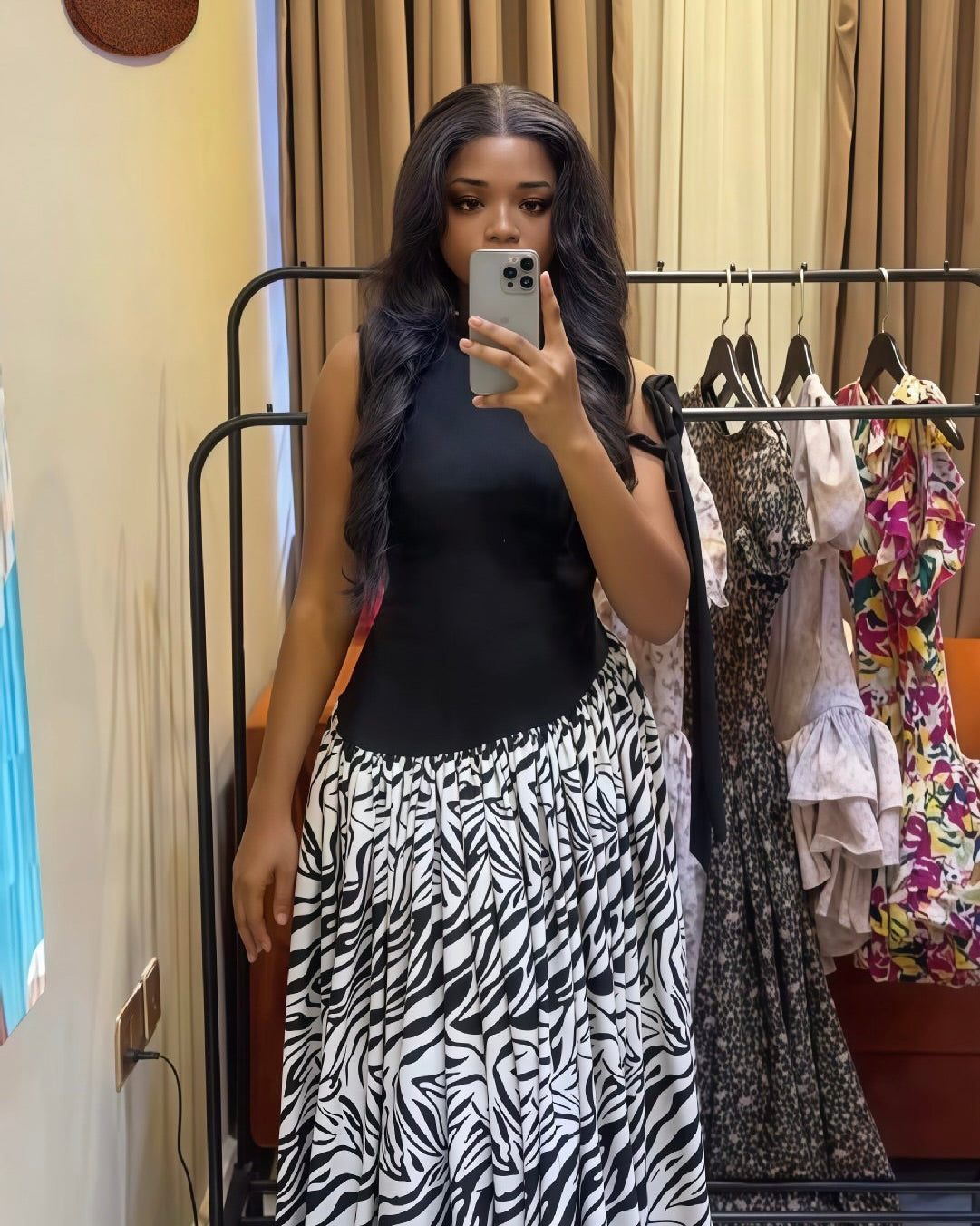 Gigi One Shoulder Floral Maxi Dress Black