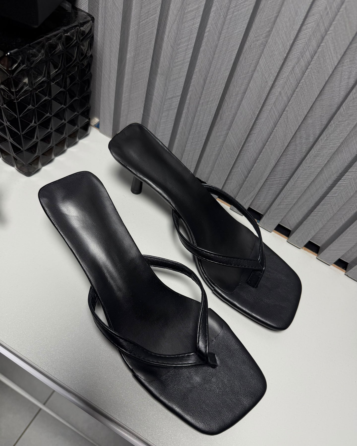 Cleo Black Kitten Heel Mules