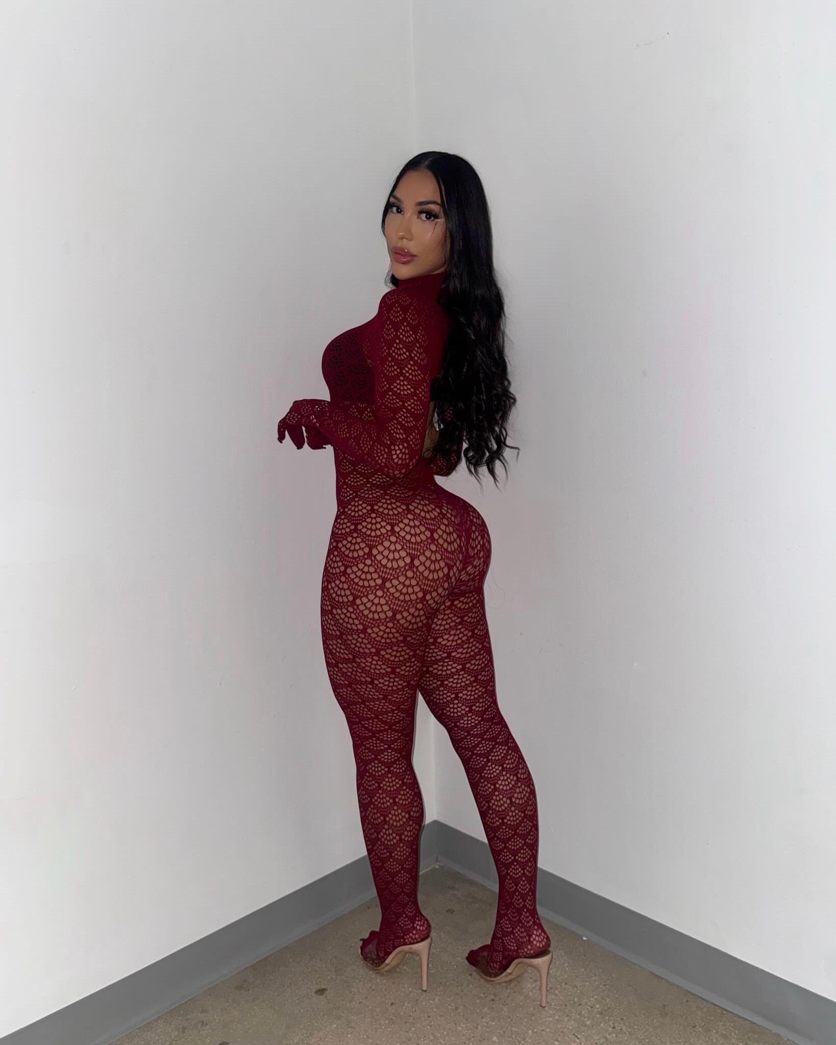 Kerri Lace Jumpsuit Burgundy
