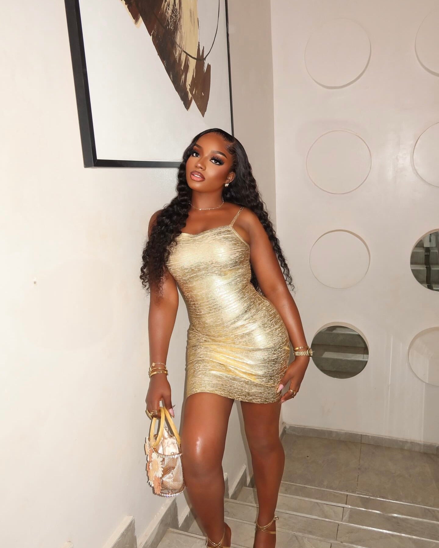 Calua Bandage Mini Dress Gold