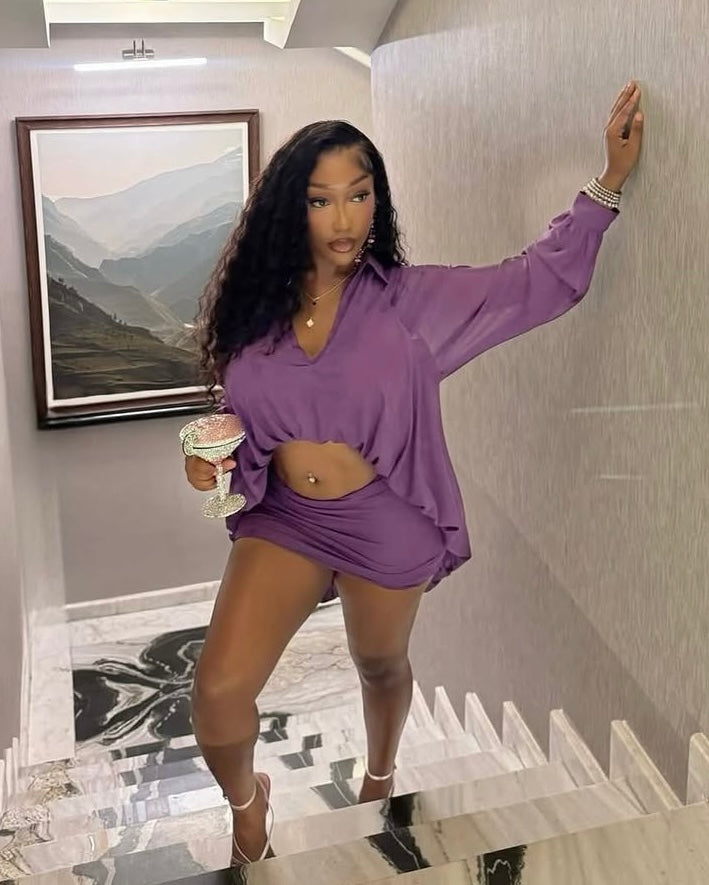 Femme Drape Mini Skirt Set
