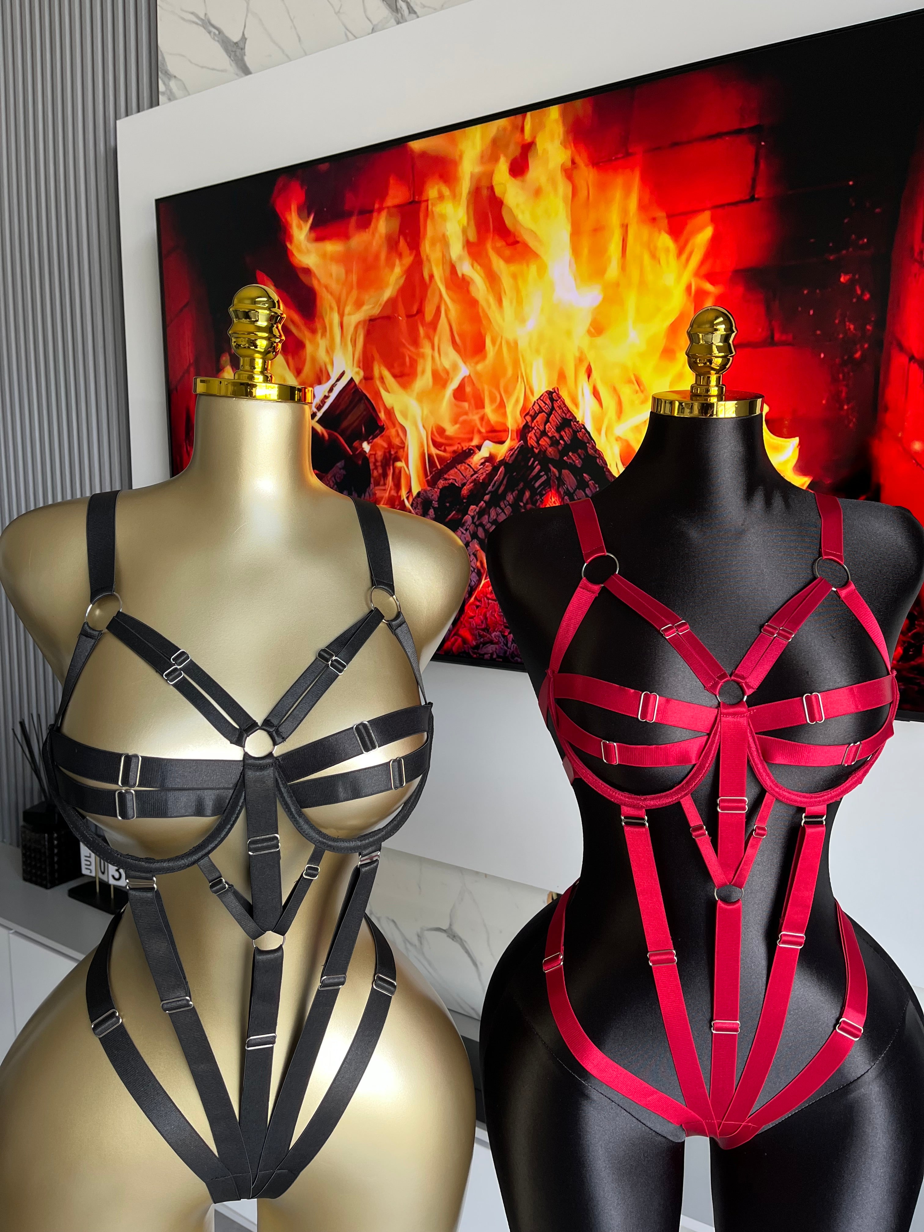 Sinful Red Strap Lingerie Bodysuit