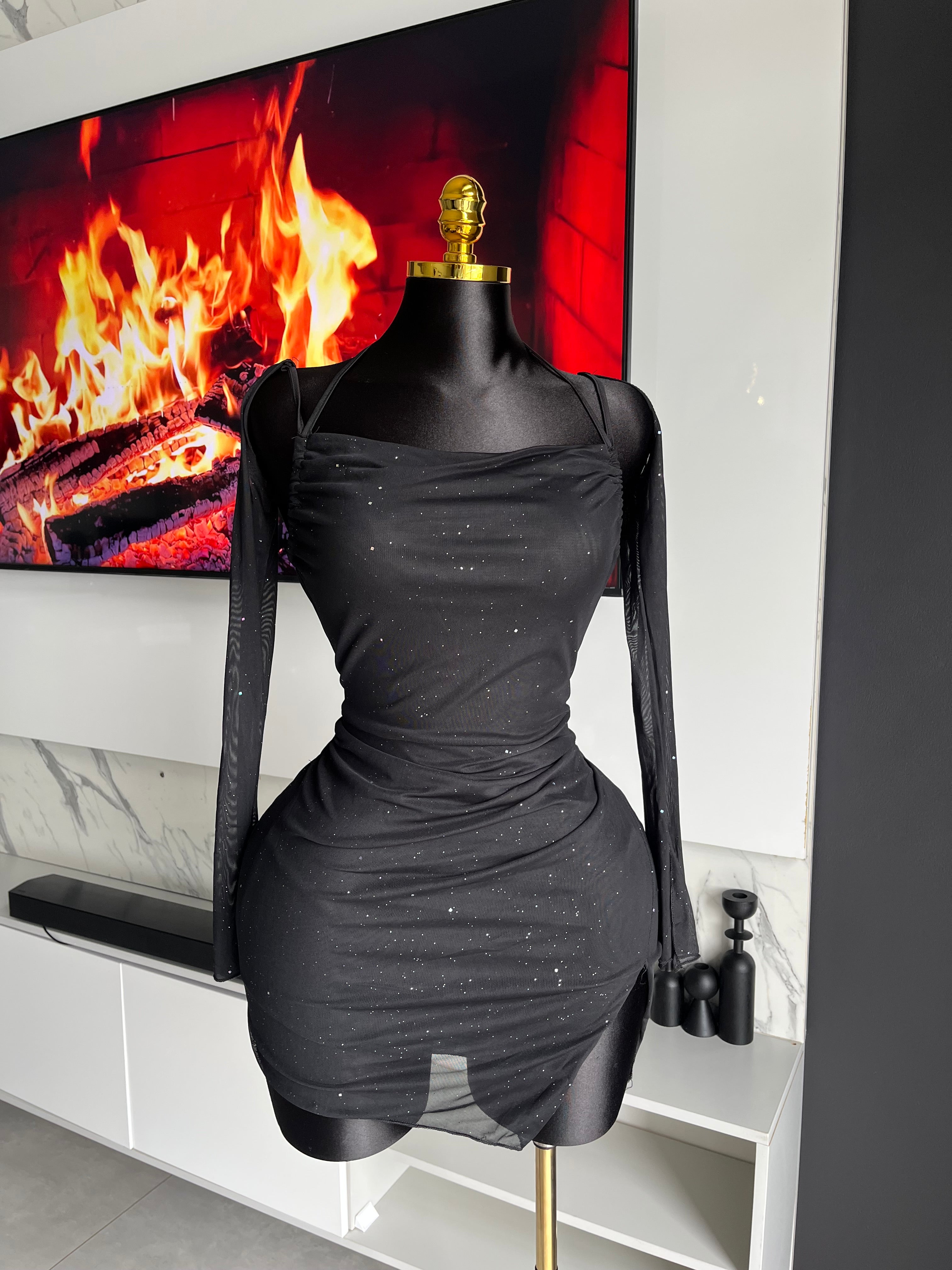 Ophelia Sparkle Mesh Mini Dress