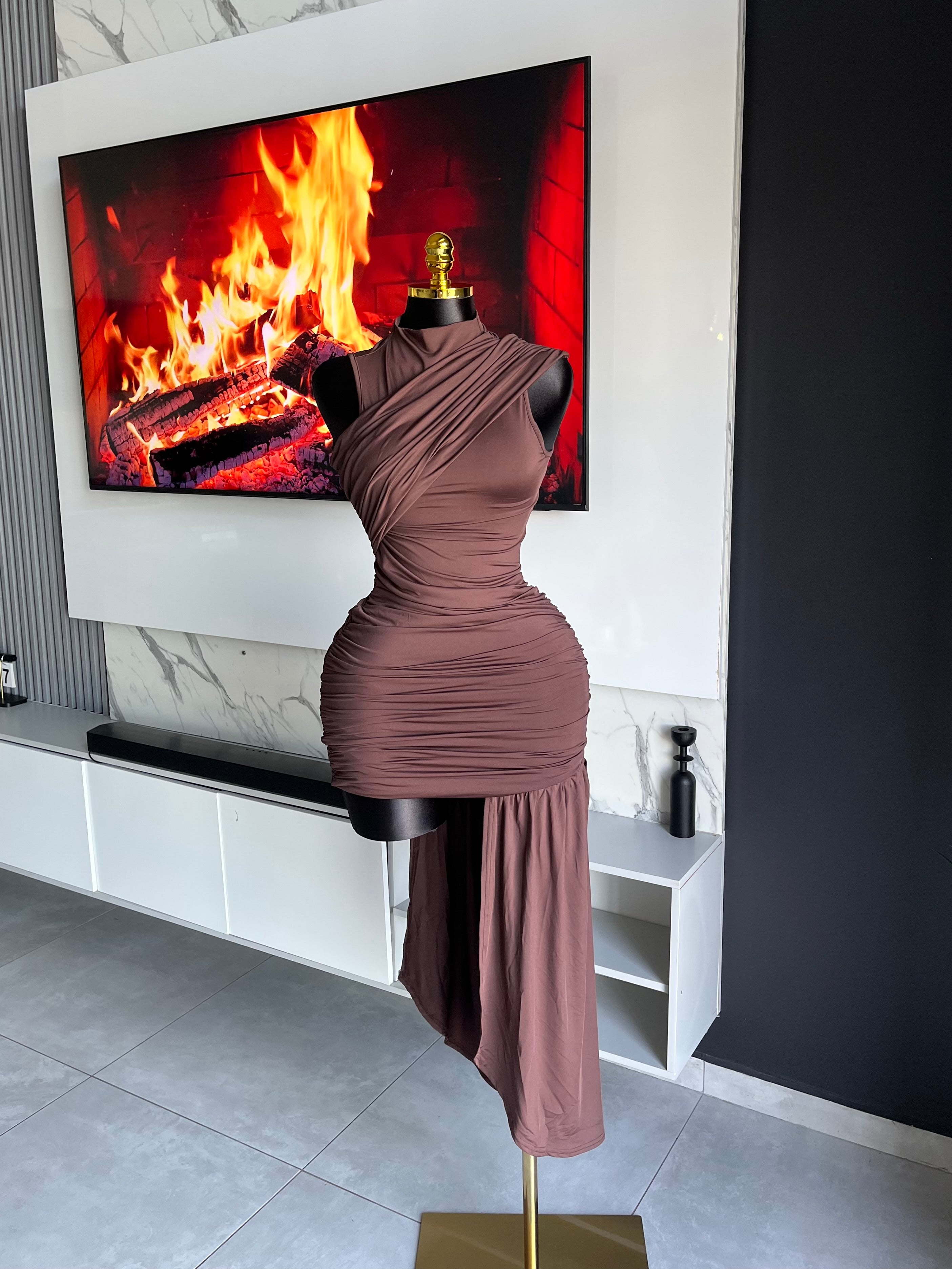 Amelia Draped One-Shoulder Mini Dress