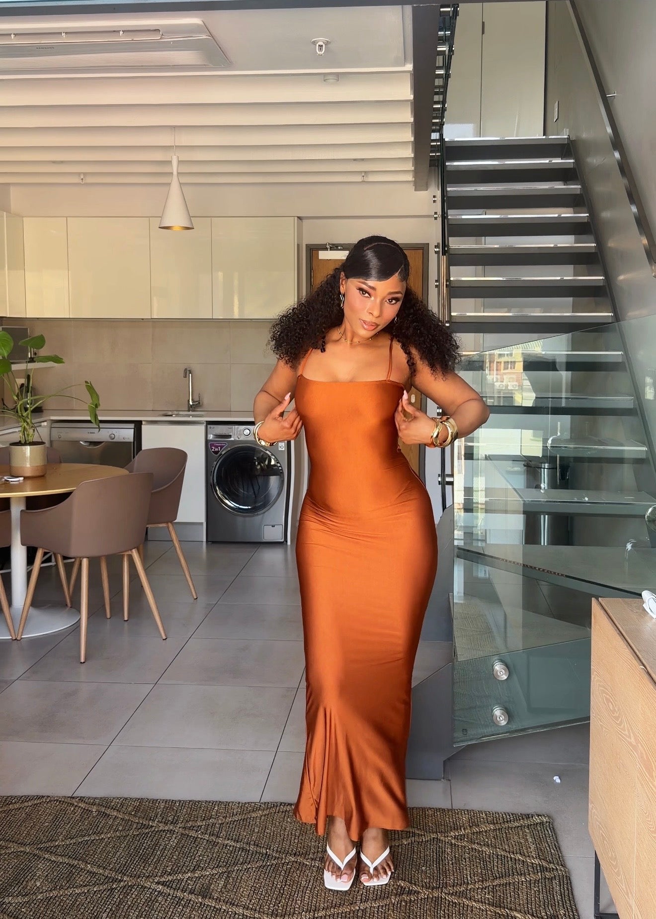 Nadia Open-Back Maxi Dress Orange