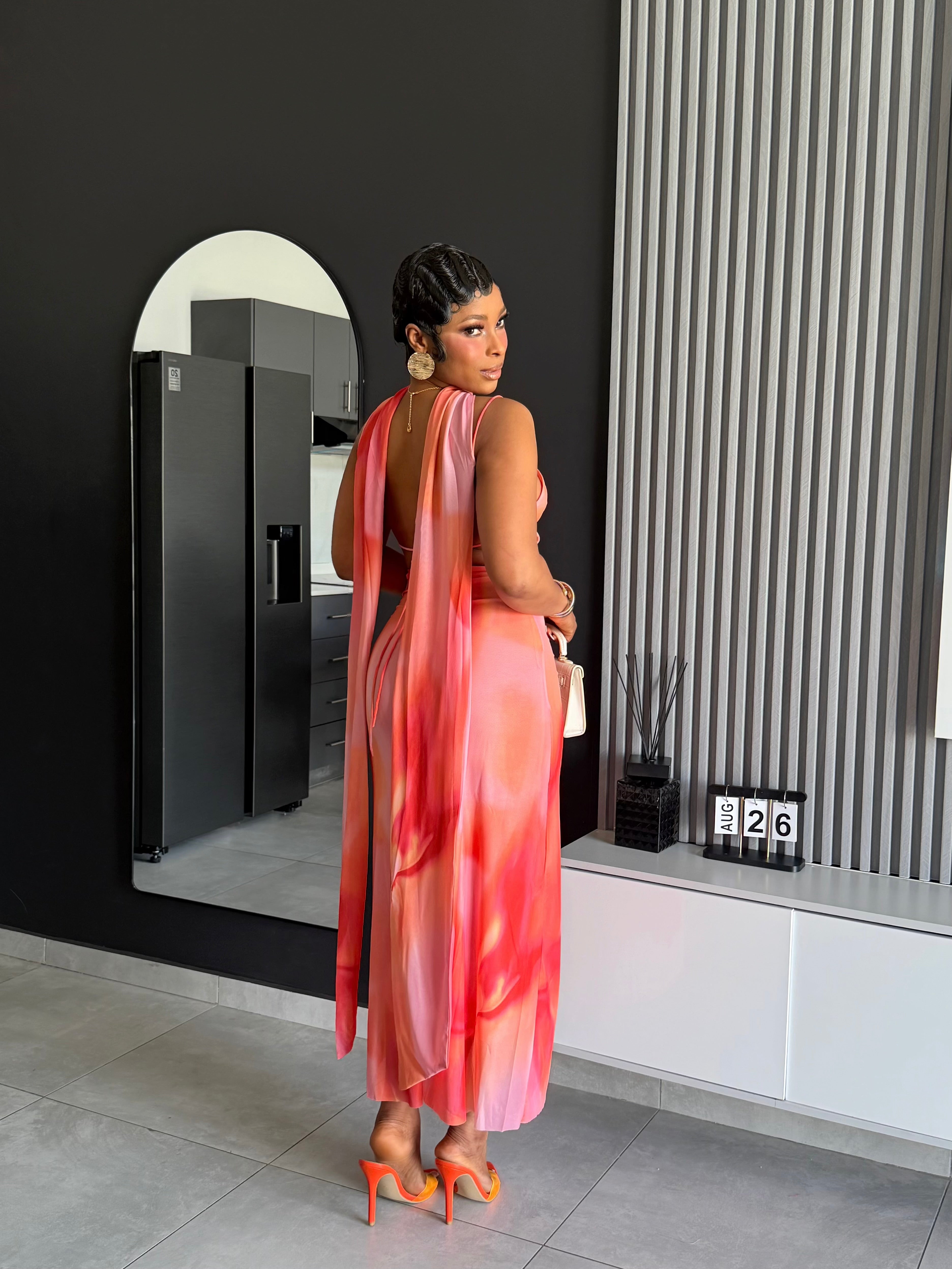 Zaria Abstract Halter Maxi Dress