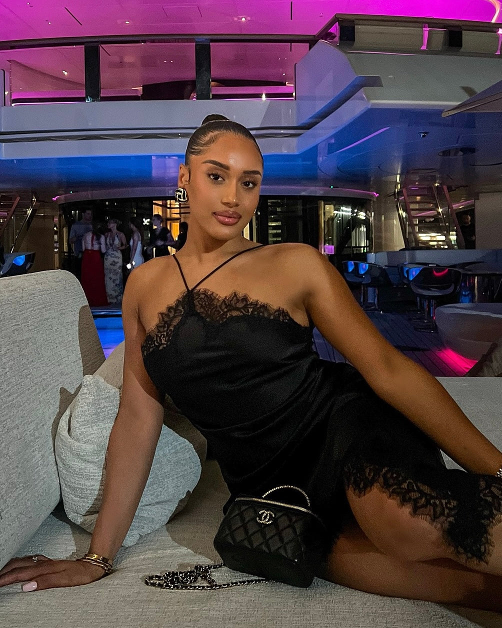 Odessa Satin Lace Mini Dress