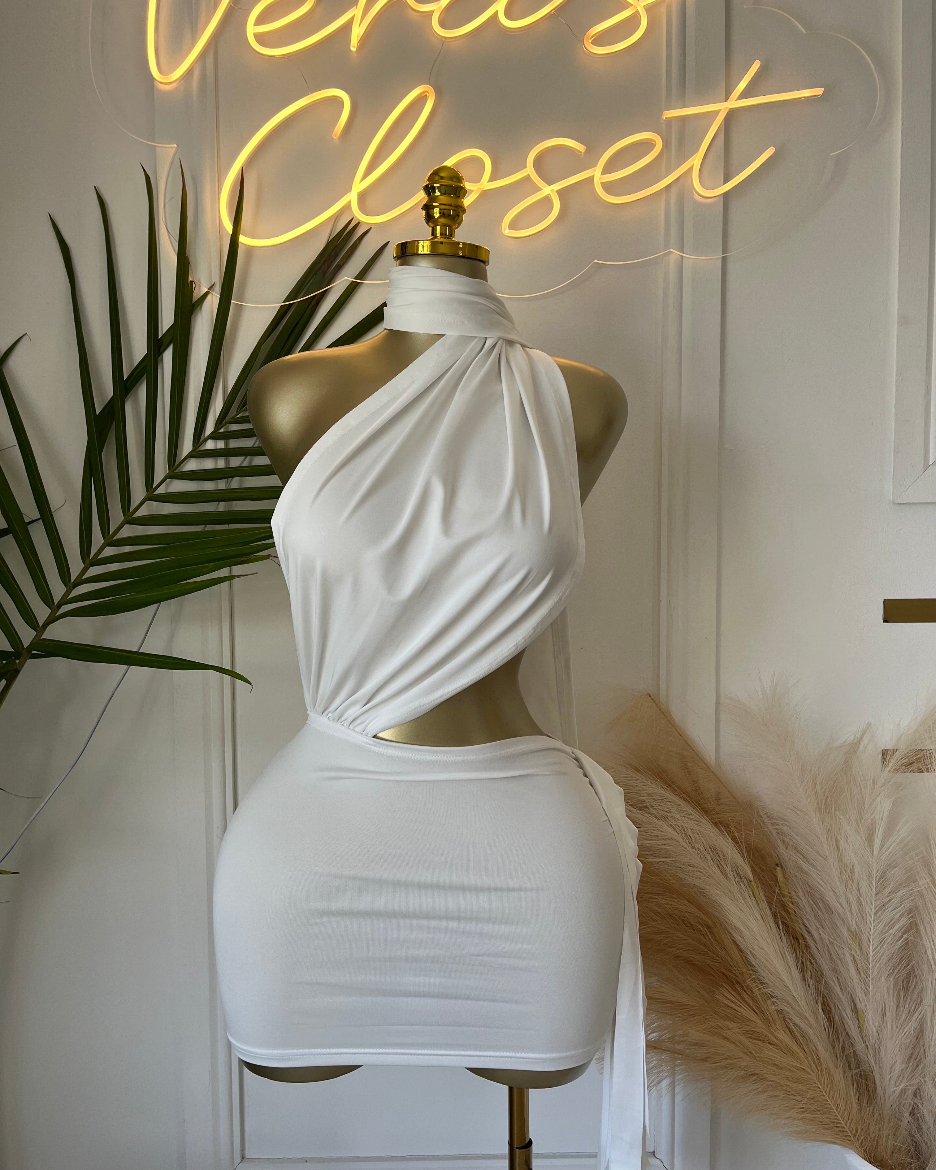 Diva White Cut-Out Mini Dress