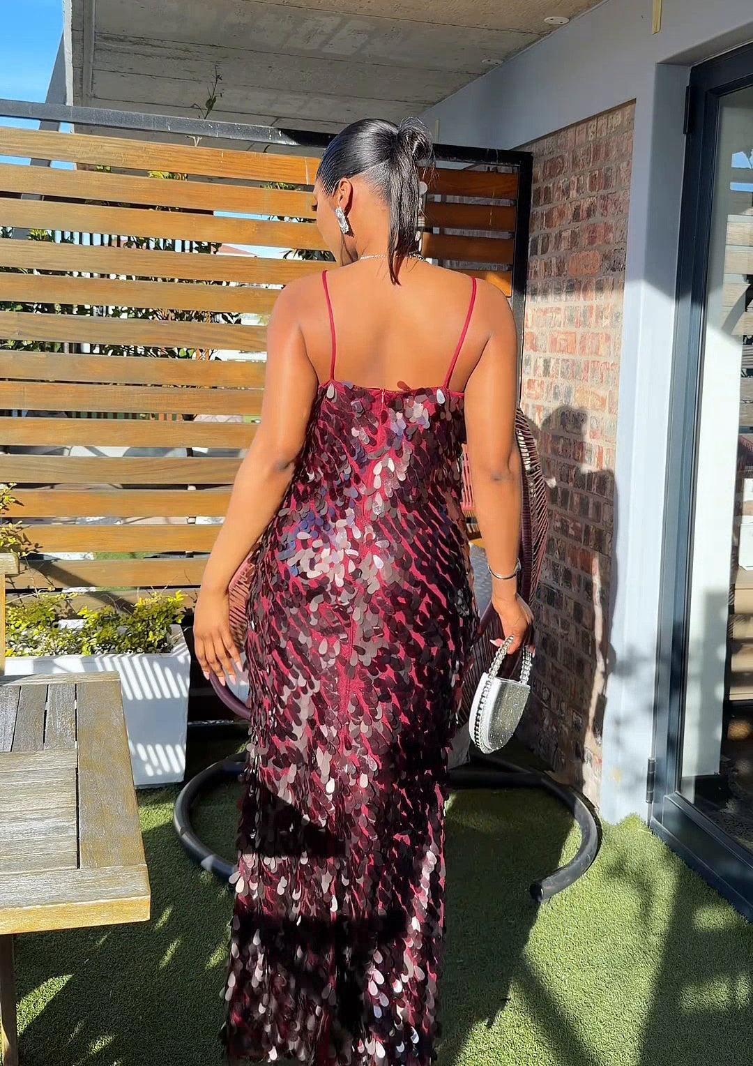 Siren Paillette Sequin Maxi Dress Red