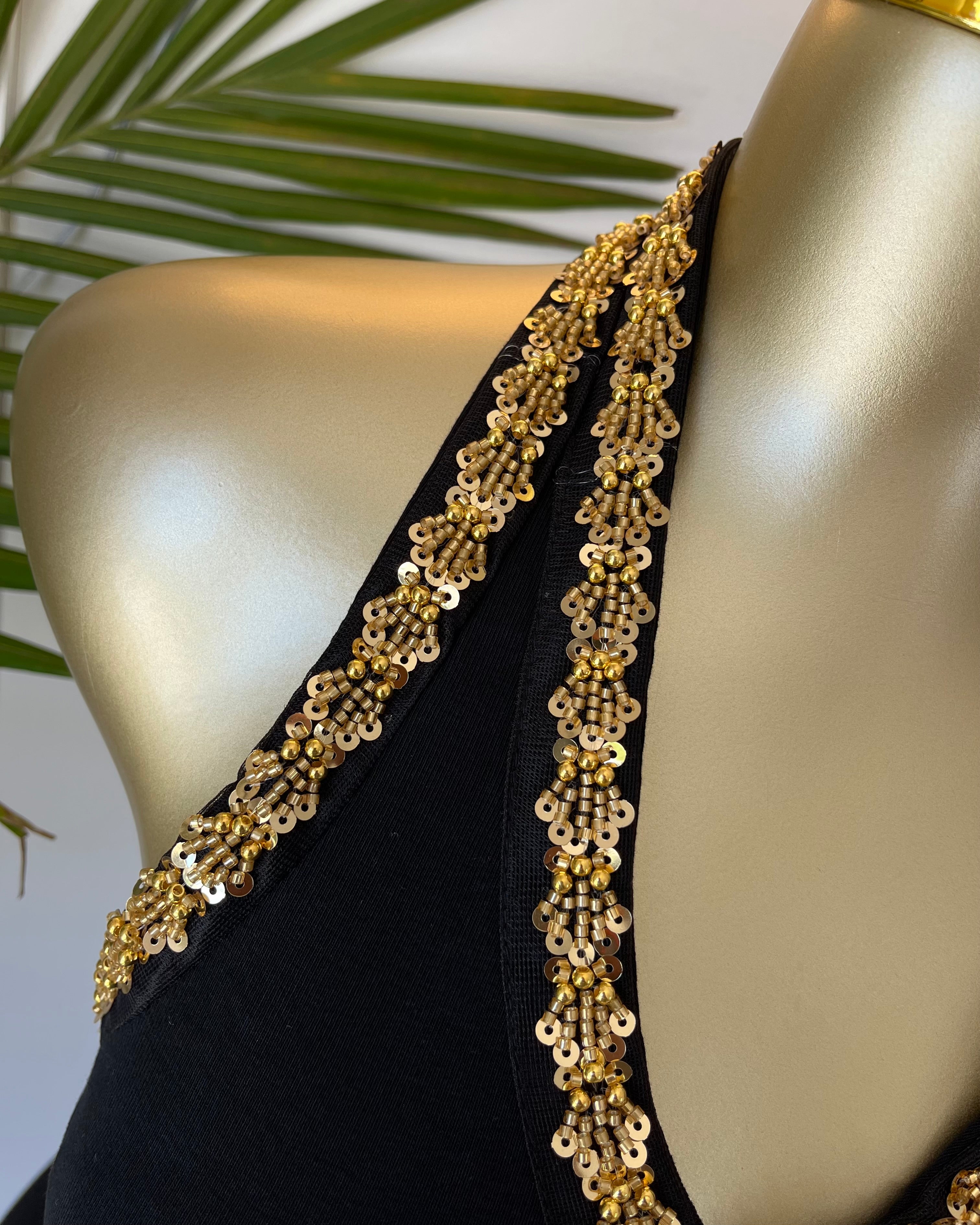 Kathe Gold-Trim Mini Dress