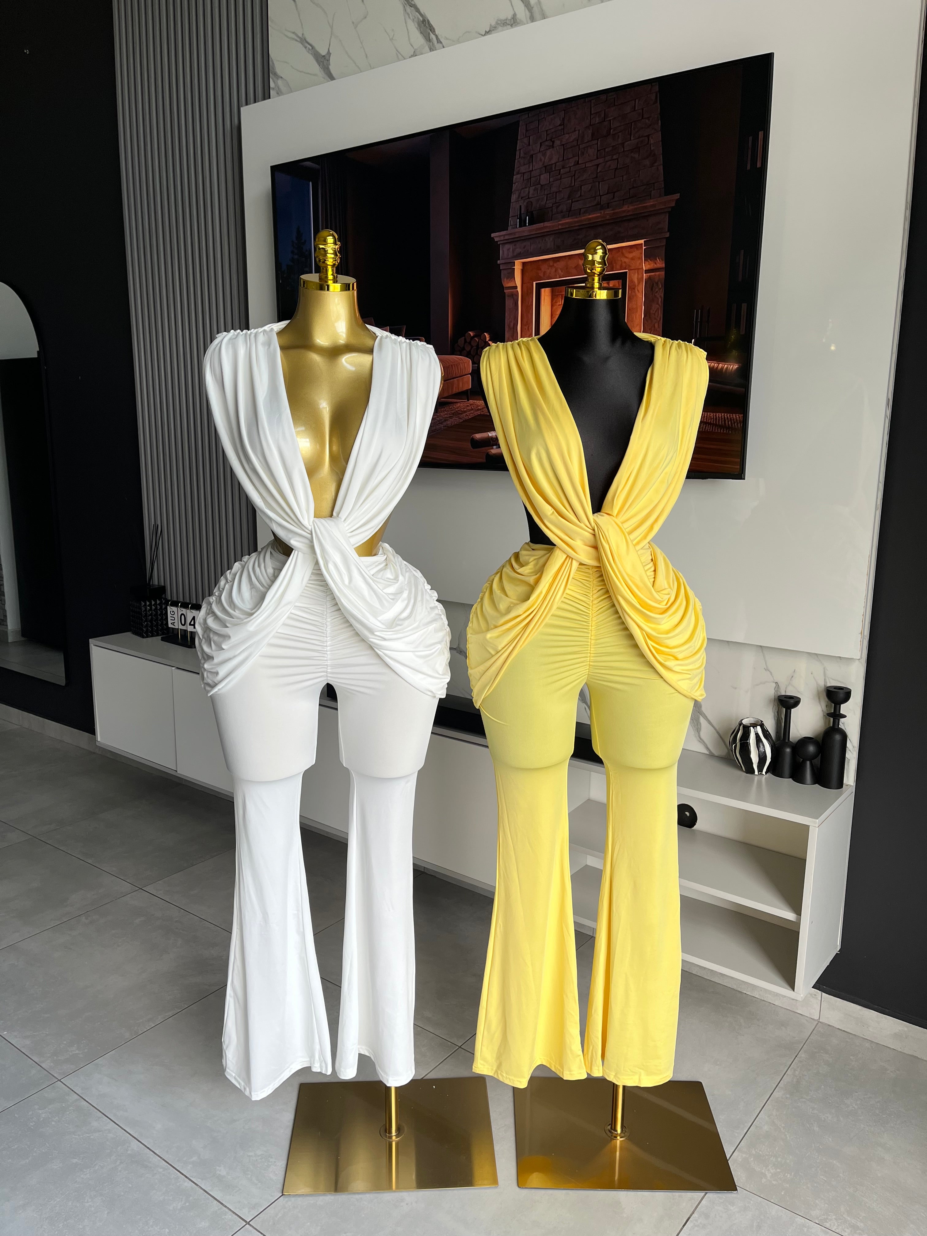 Arlette Ruched Twist Flare Jumpsuit