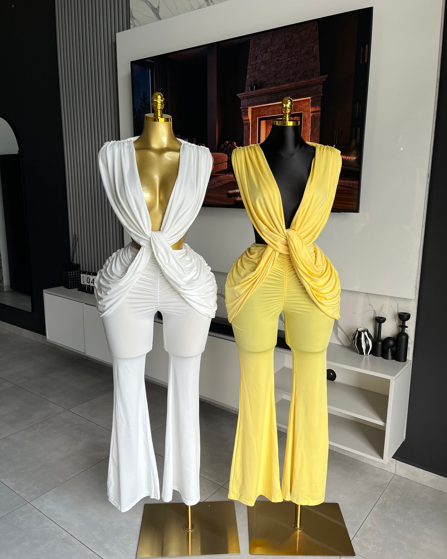 Arlette Ruched Twist Flare Jumpsuit