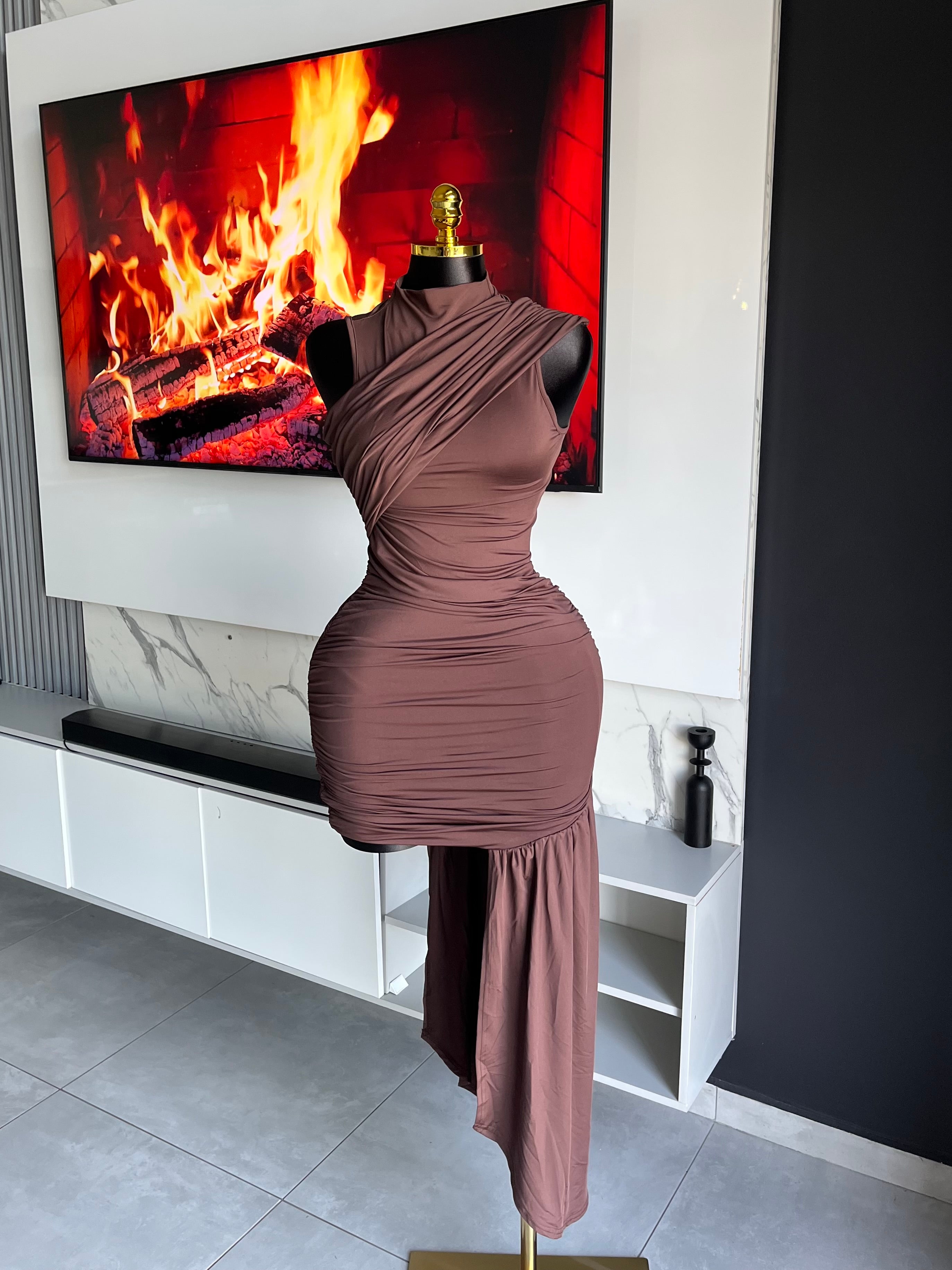 Amelia Draped One-Shoulder Mini Dress