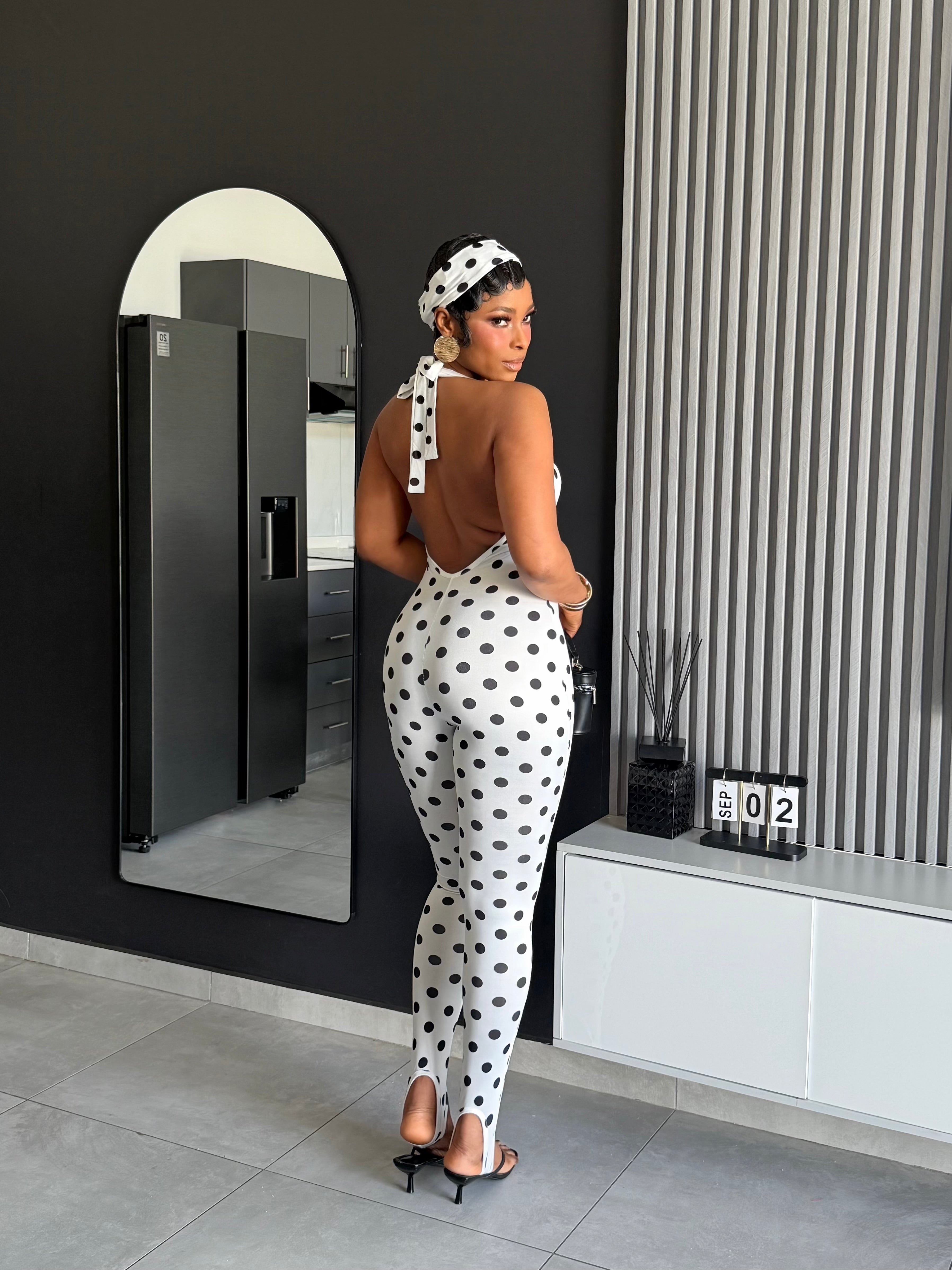 Ophelia Sculpt Jumpsuit Polka