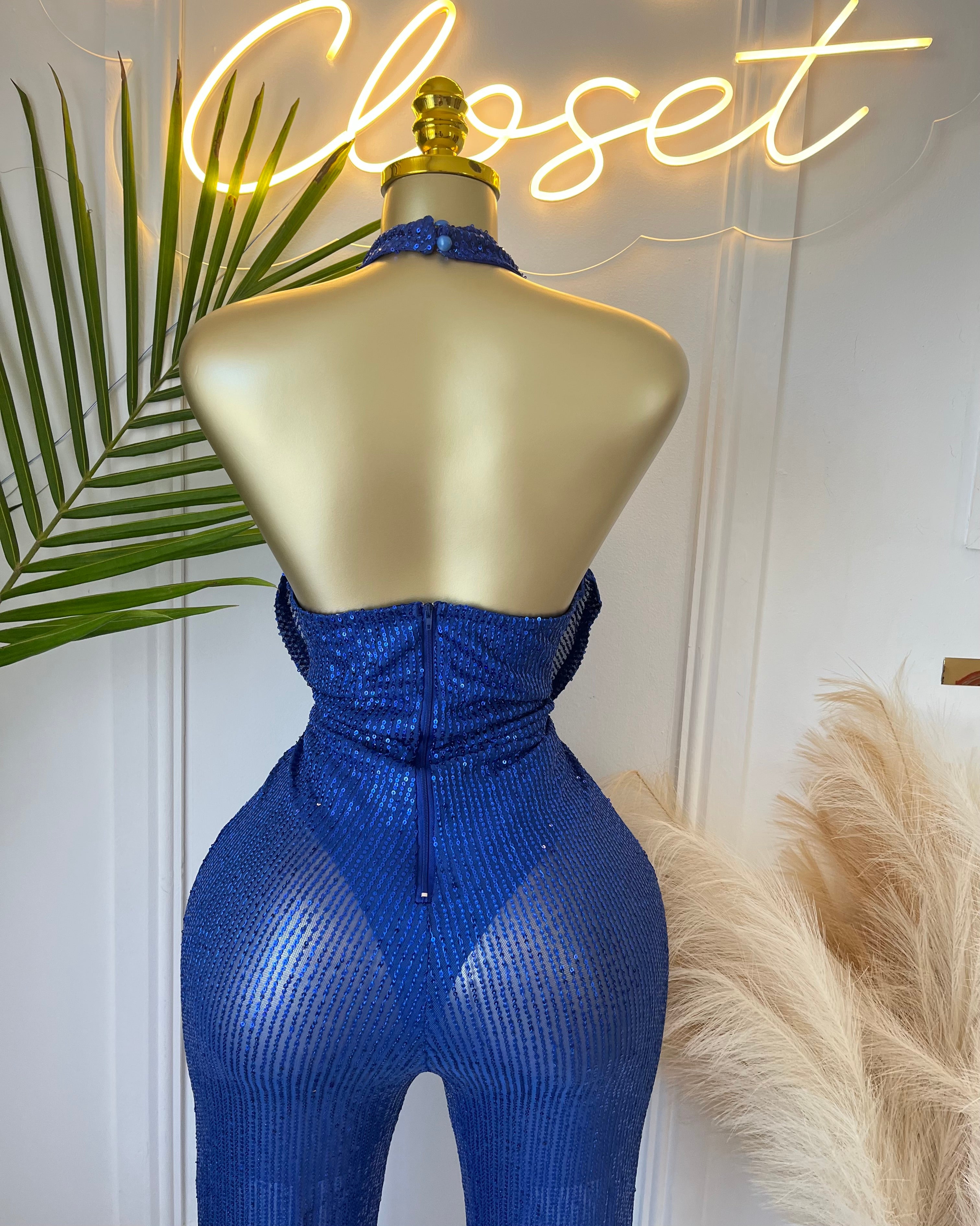 Keri Sequin Halter Jumpsuit