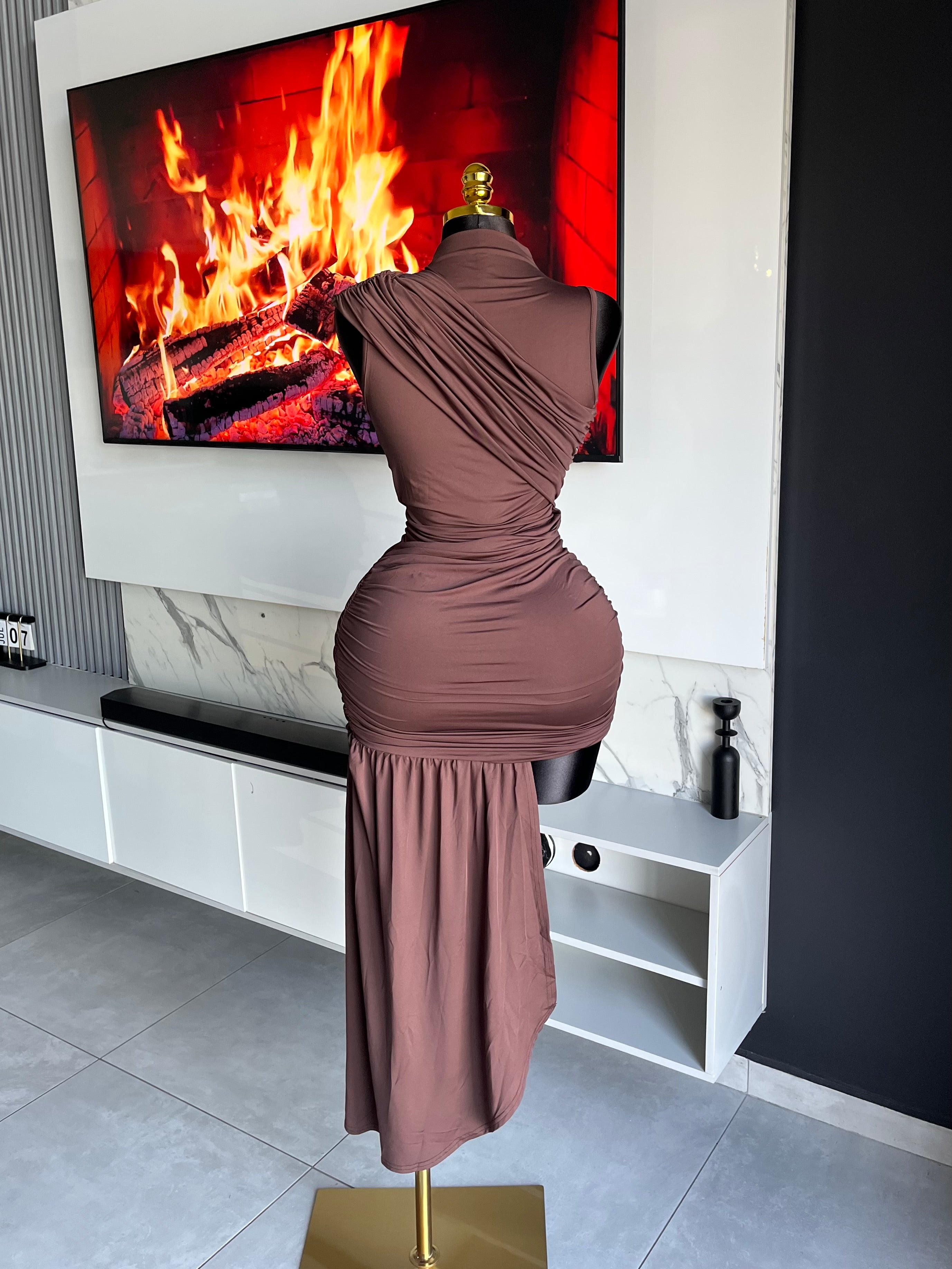 Amelia Draped One-Shoulder Mini Dress