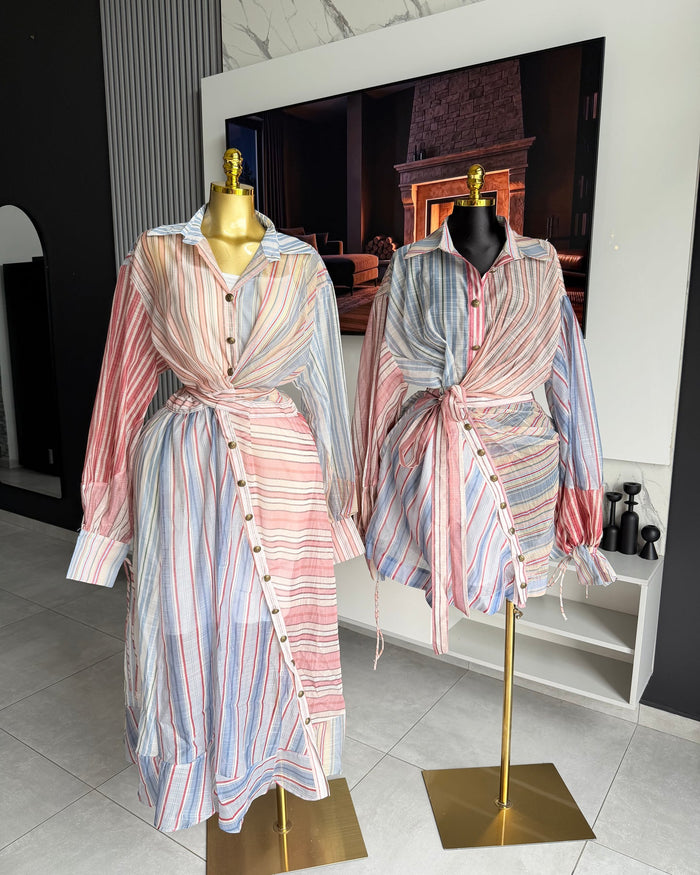 Amara Patchwork Stripe Shirt Dress