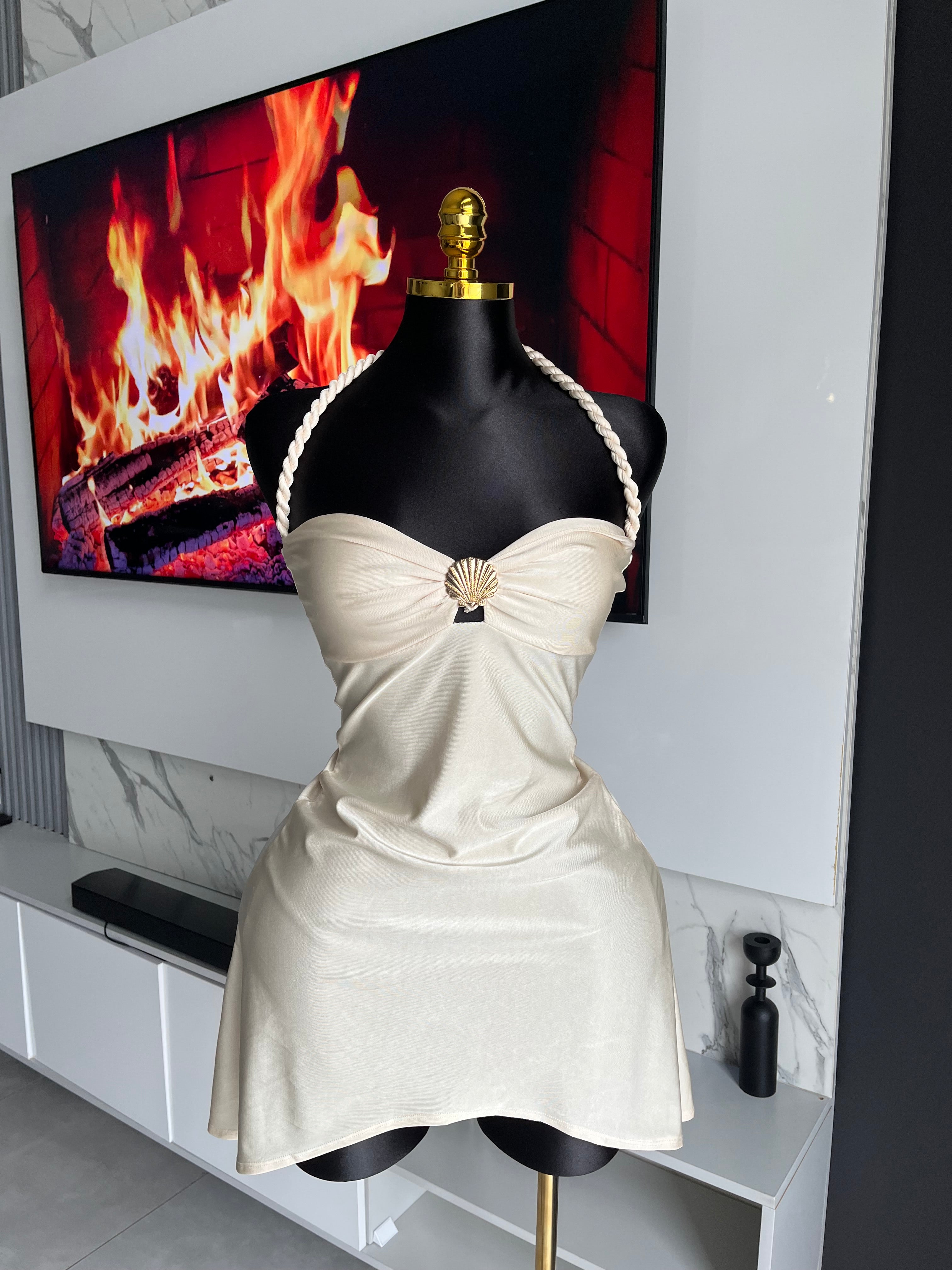 Maris Shell Halter Mini Dress