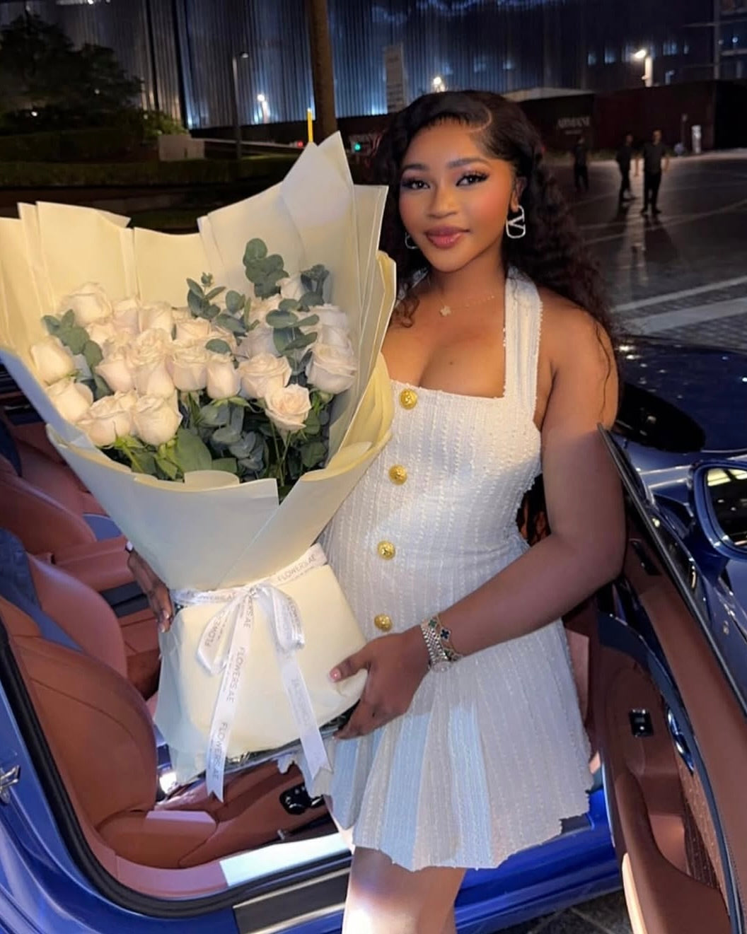 Cece Gold Button Halter Mini Dress