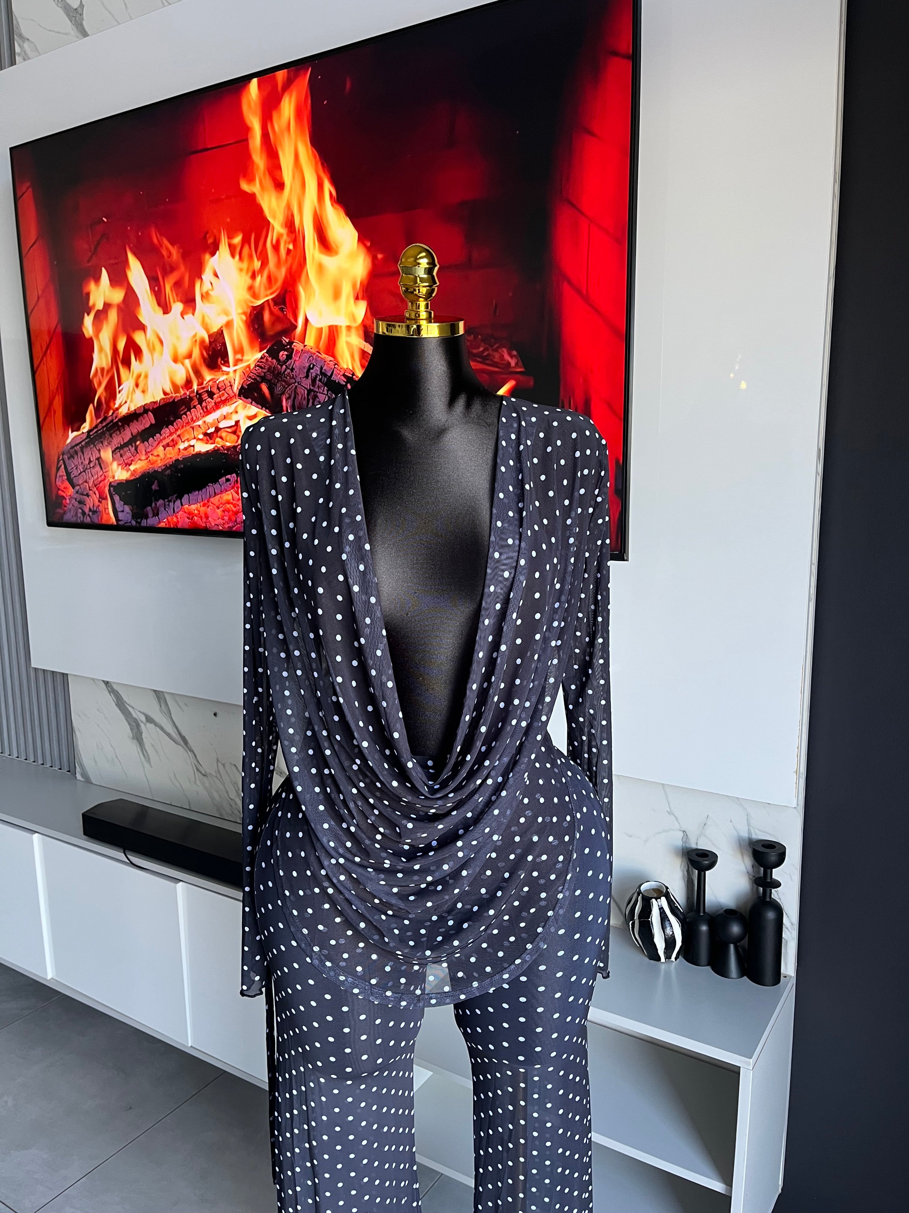 Mabel Polka Dot Mesh Pant Set