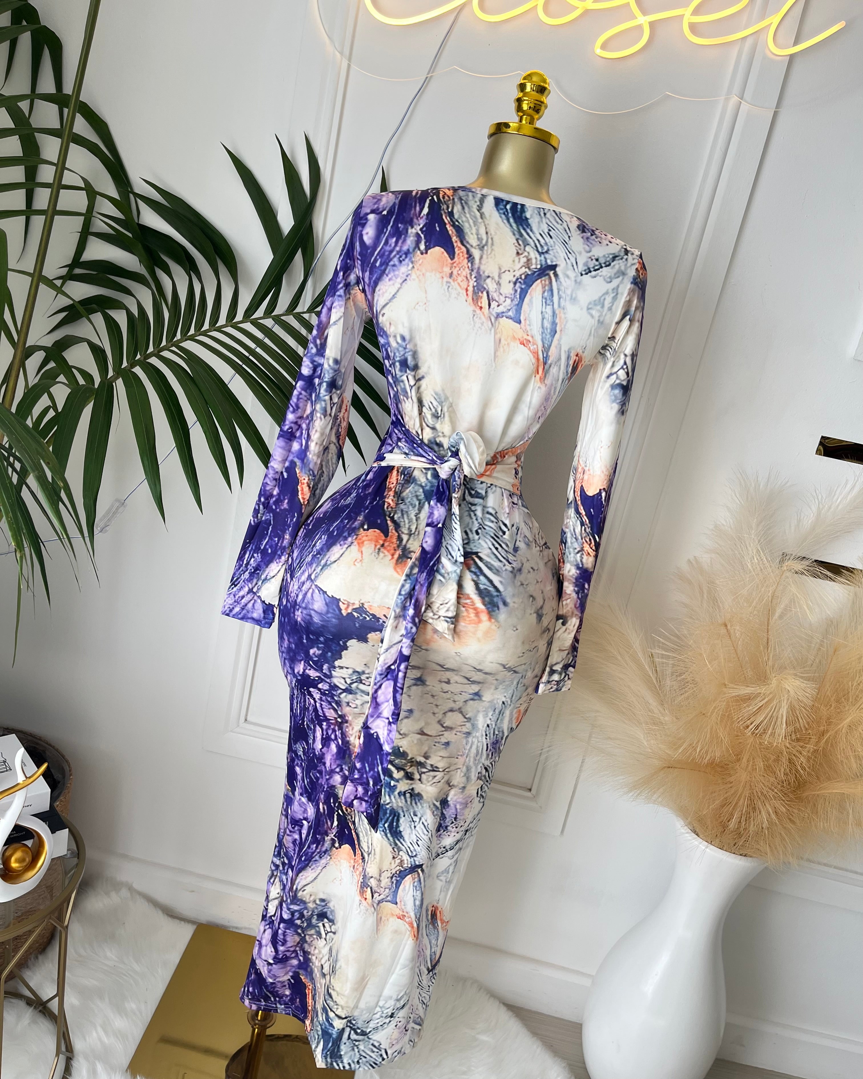 Karine Marble Print Maxi Dress