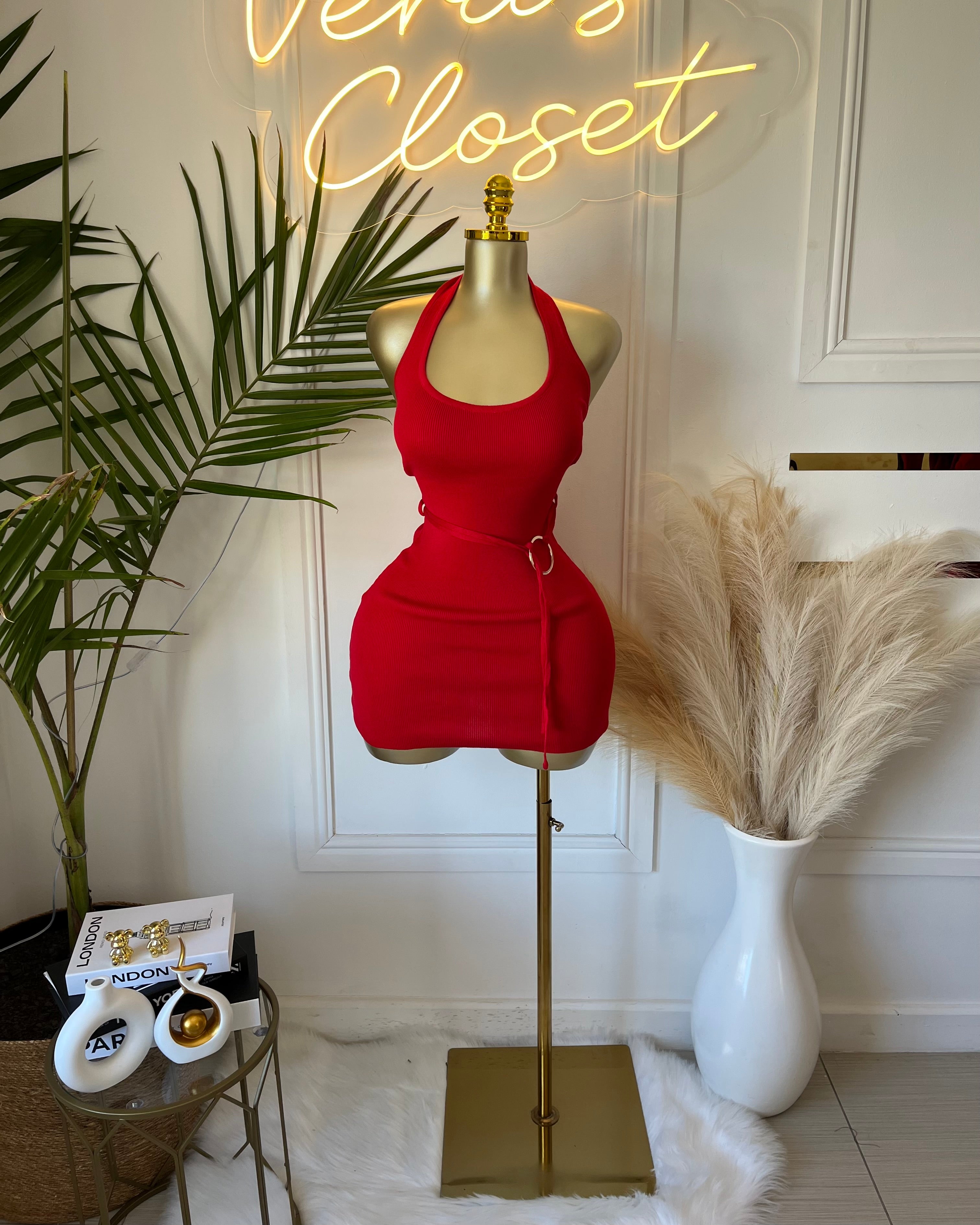 Khari Sculpted Halter Mini Dress