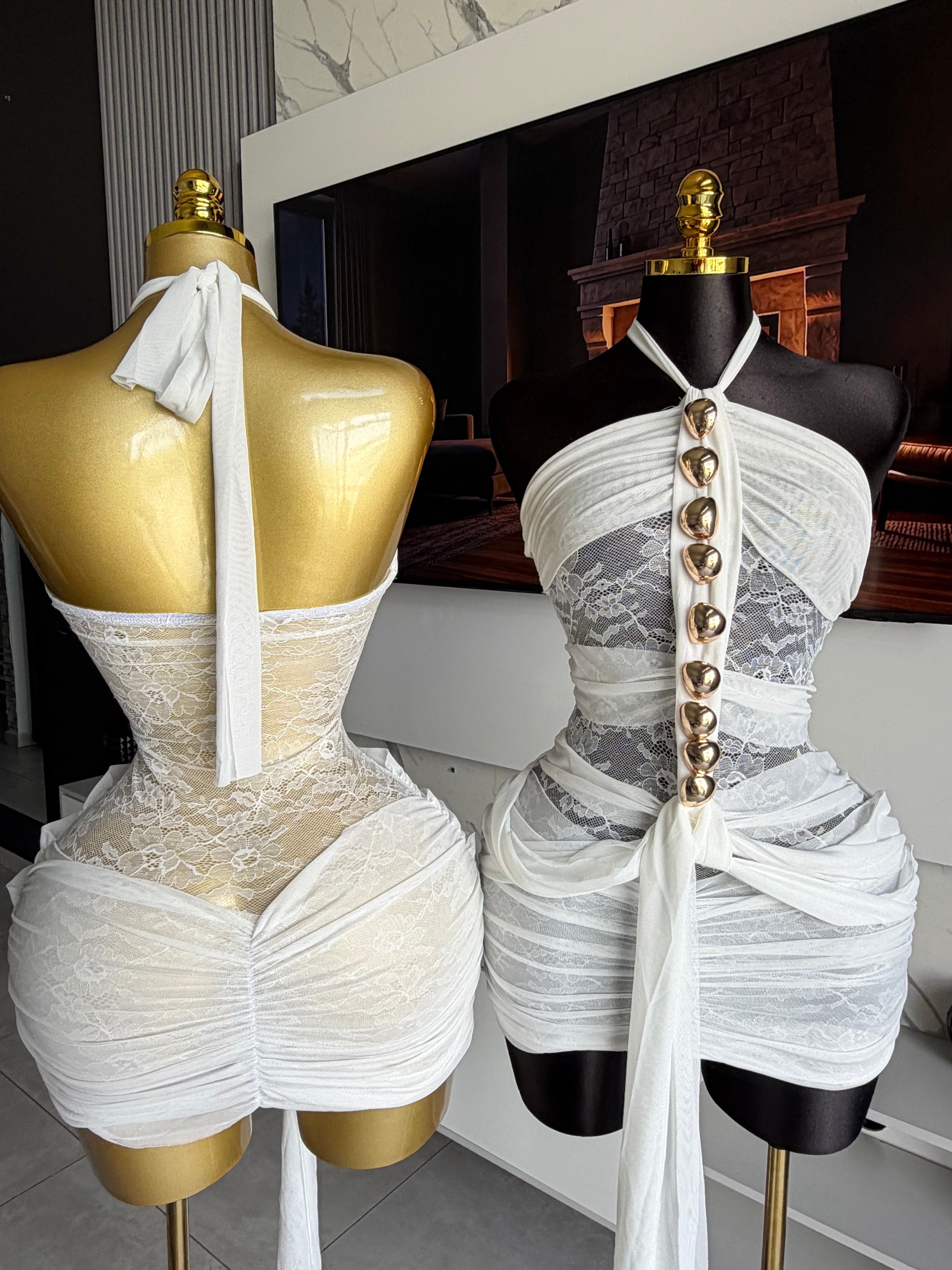 Sienna White Lace Mini Dress