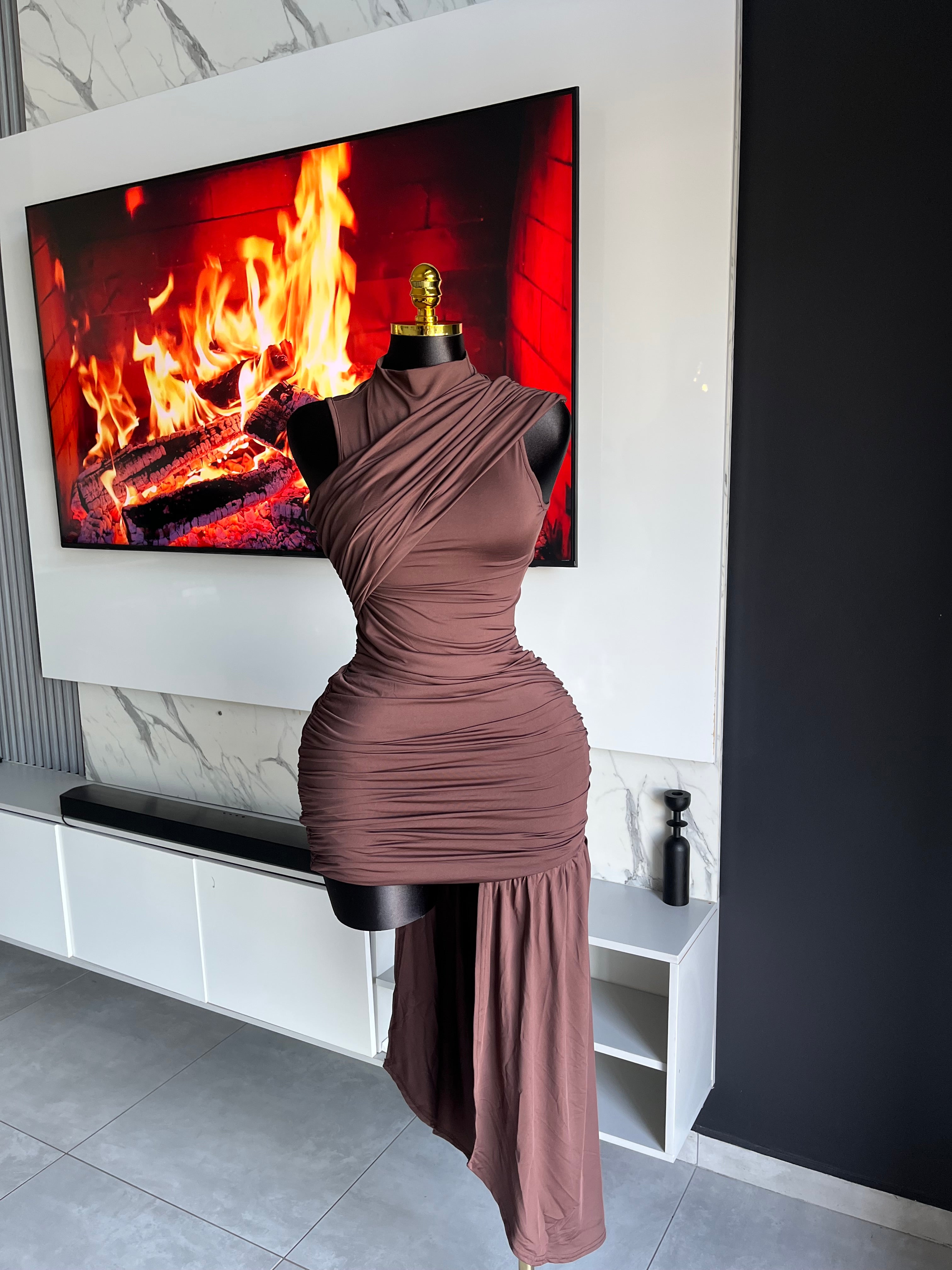 Amelia Draped One-Shoulder Mini Dress