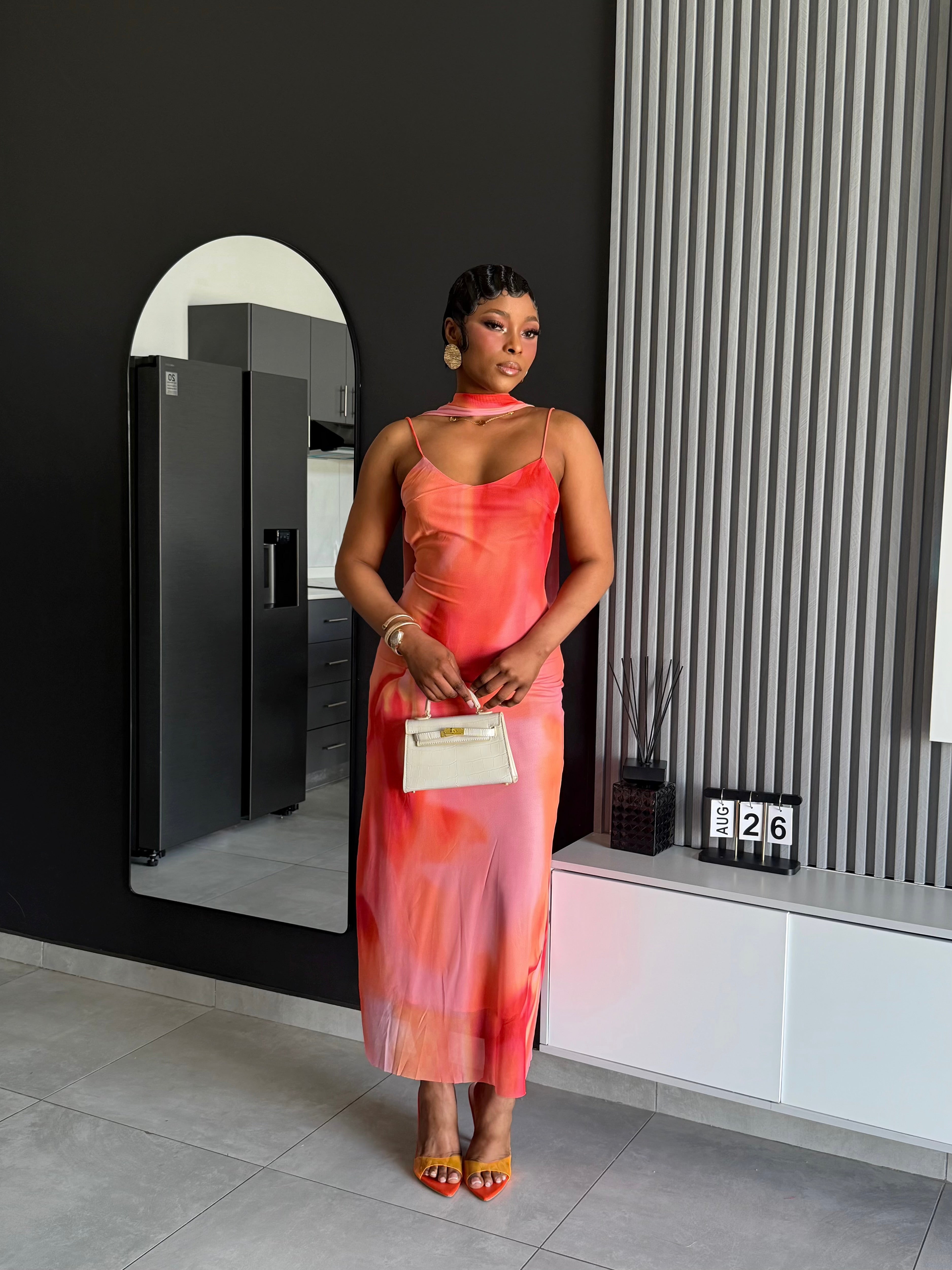 Zaria Abstract Halter Maxi Dress